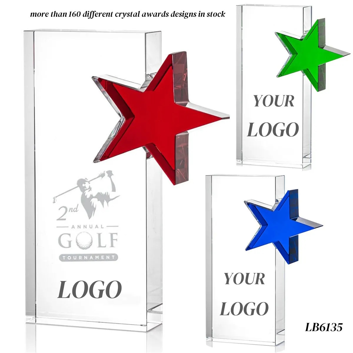 Star Crystal Award Supplier Glass Throphy Custom 4