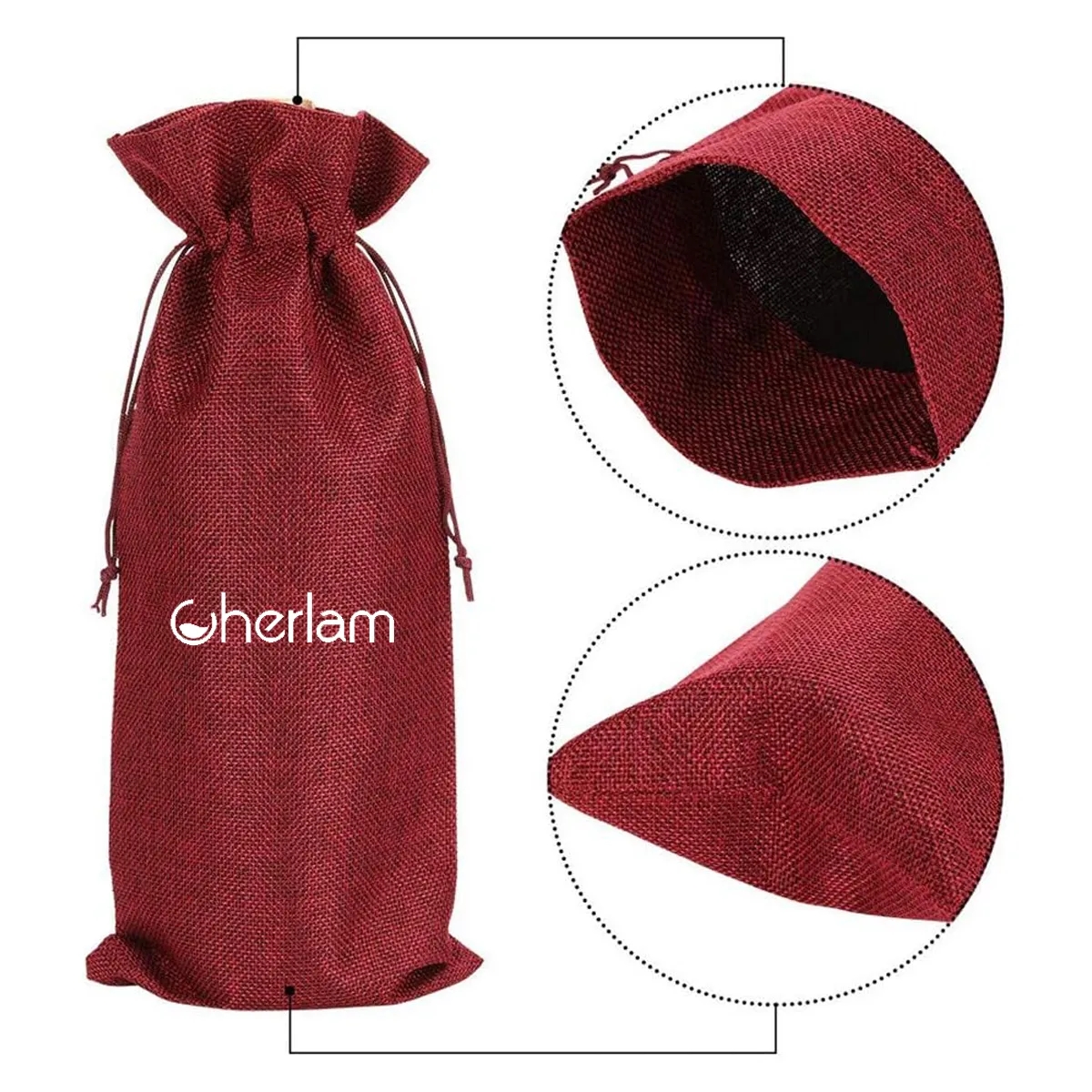 Colorful Burlap Wine Bottle Bag 4