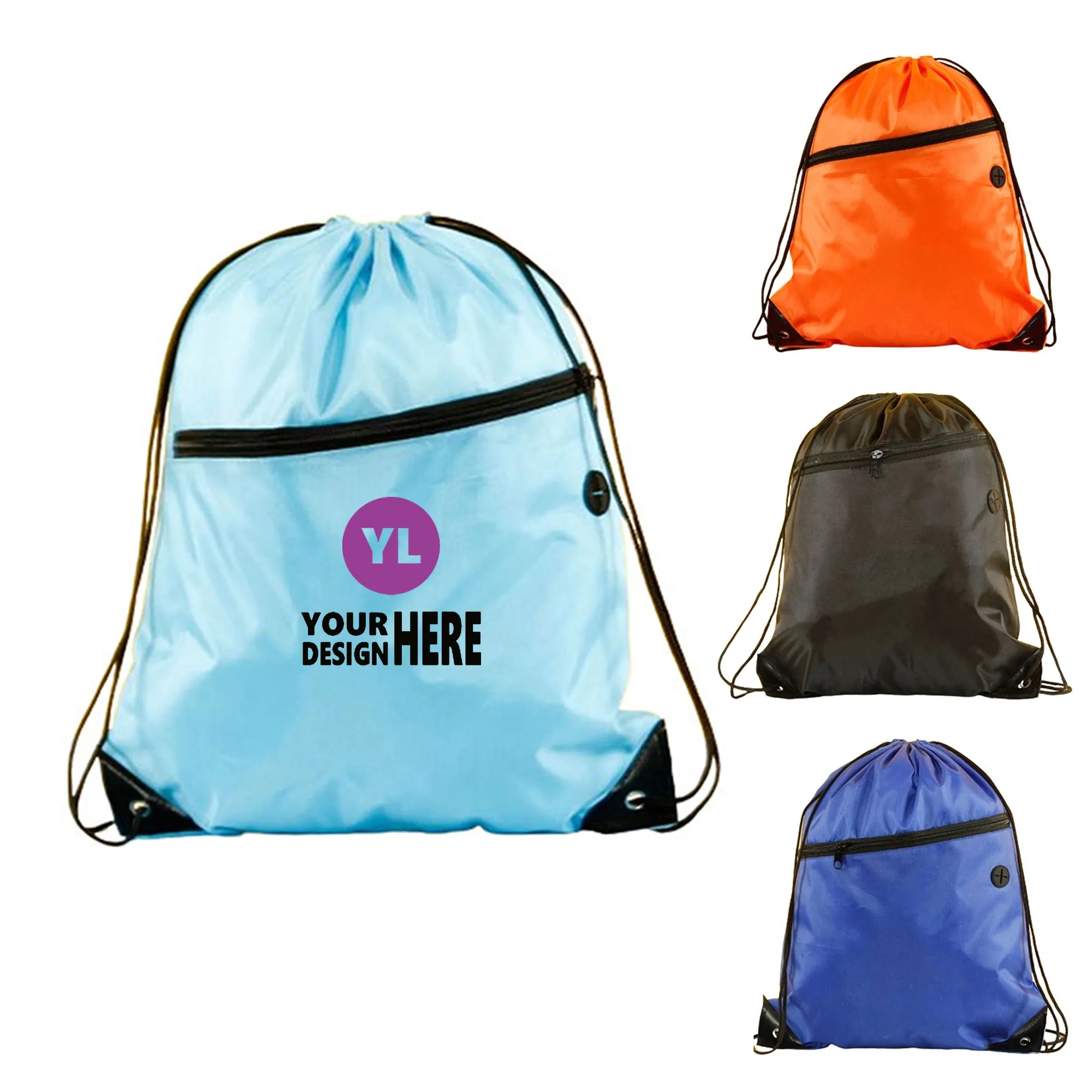 Zipper Pocket Pull String Backpack Bags