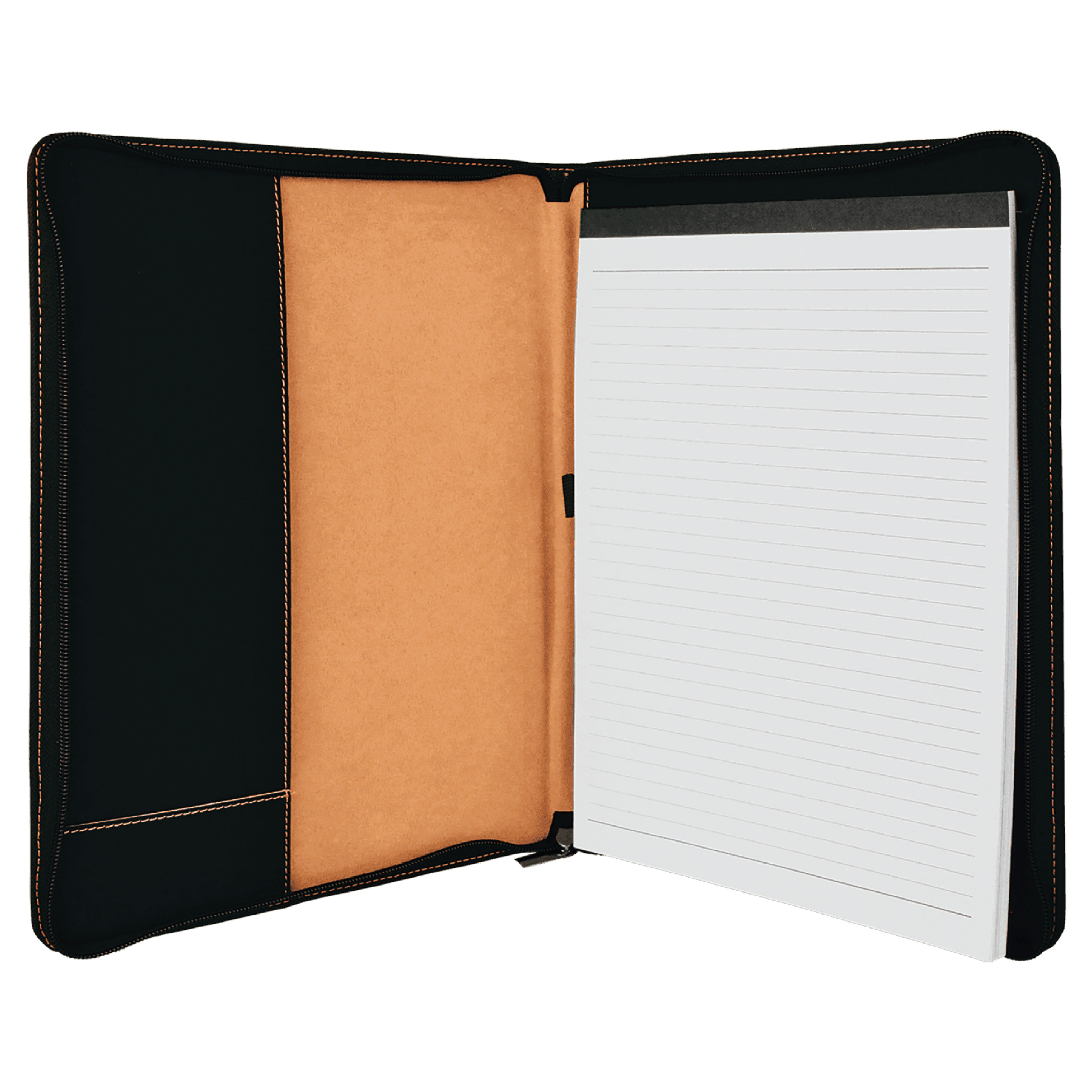 9" x 12" Leatherette Black/Gold Portfolio with Zipper 4