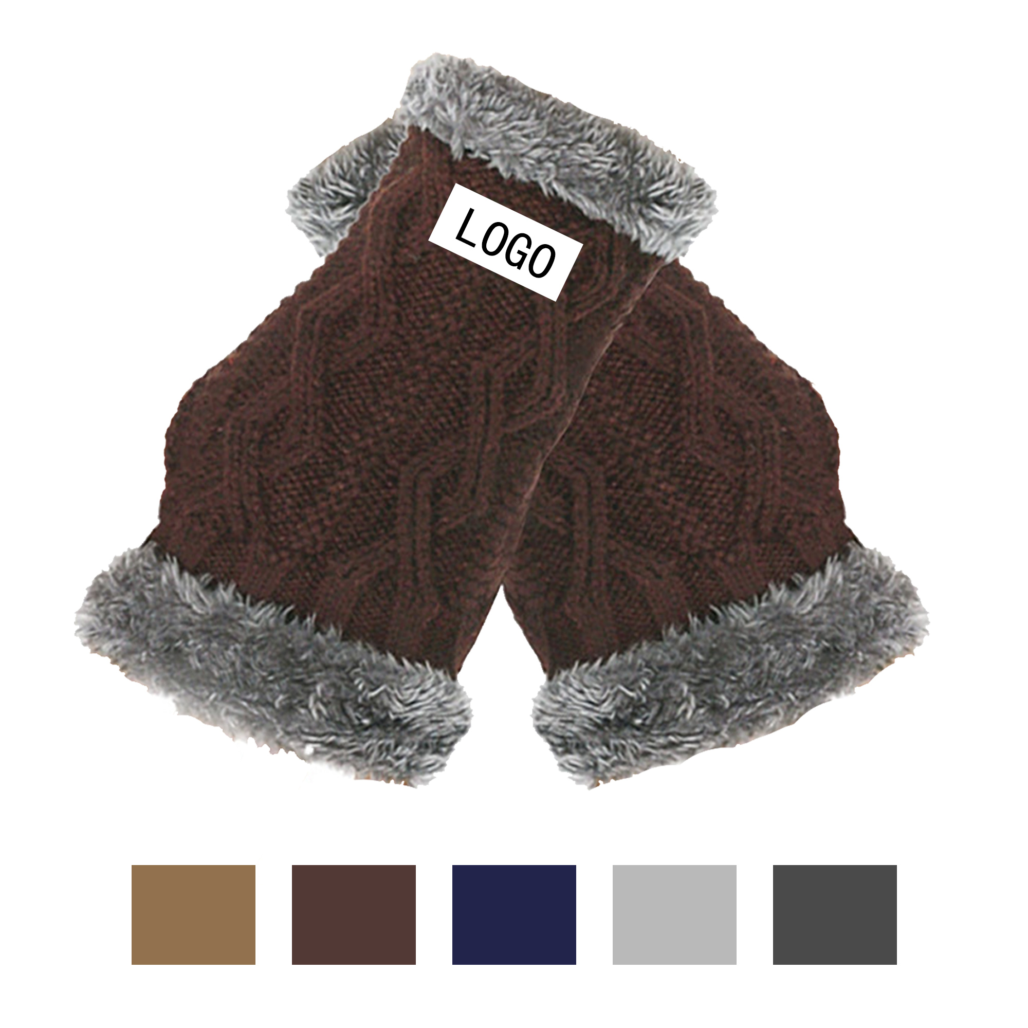 Knit Warm Thick Autumn And Winter Open-Fingered Wrist Gloves 2