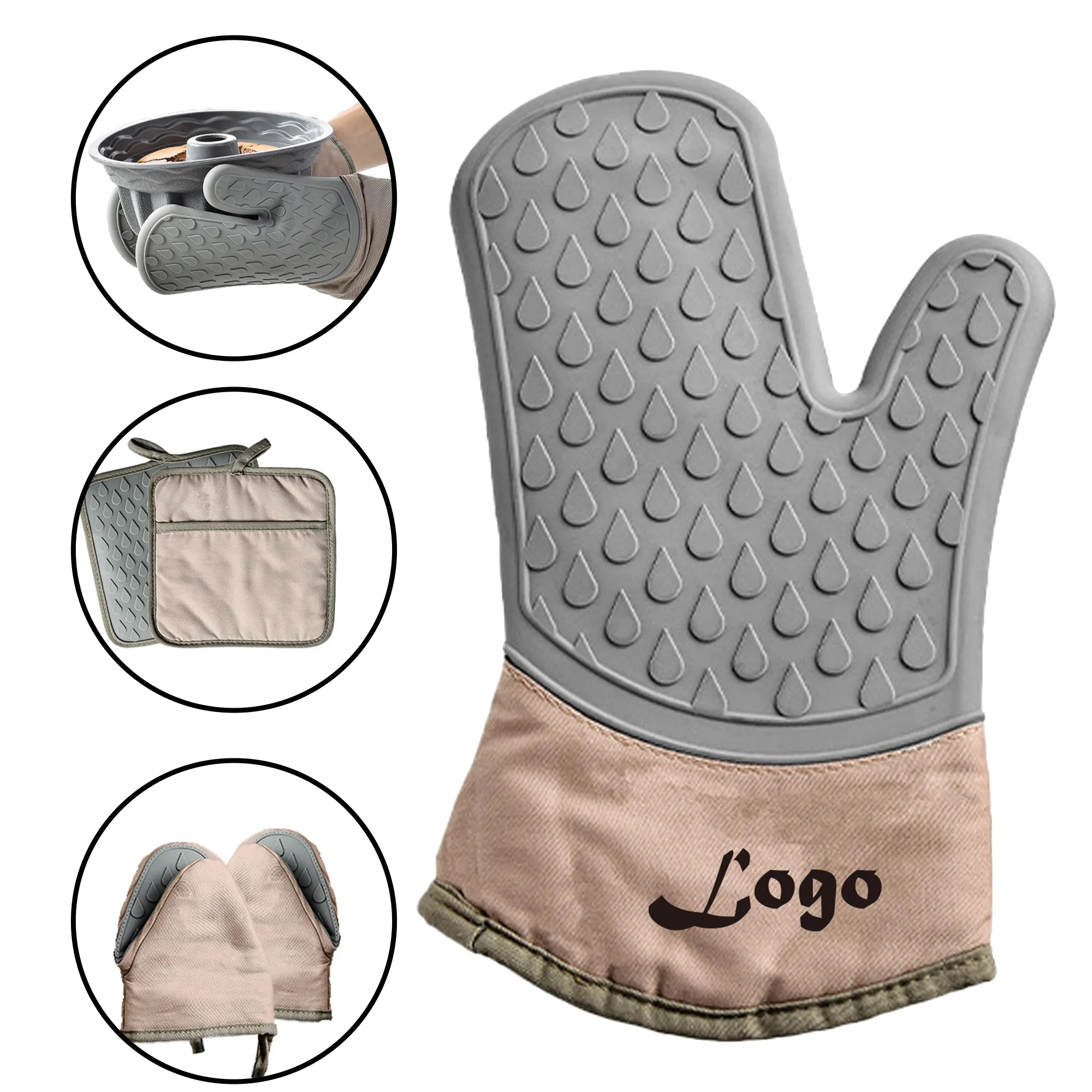 Grey Silicone Oven Mitt For Baking 3