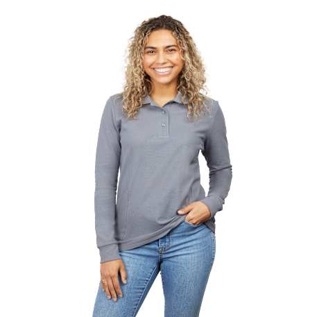 PALO Long Sleeve 100% Cotton Pique Polo - Women's 58