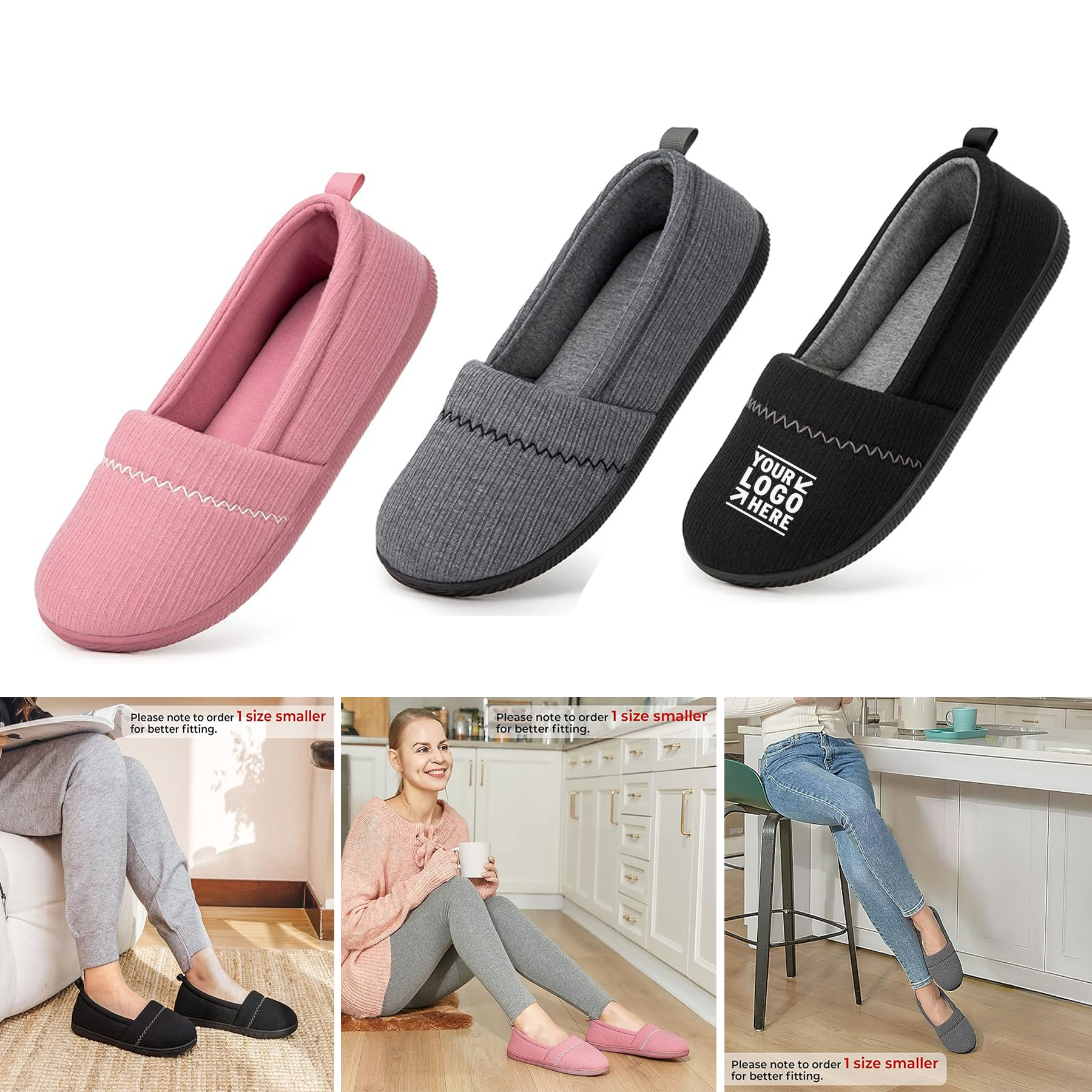 Indoor Lightweight Women's Memory Foam House Shoes Ladies' Dailywear Comfy Knitted Loafer Slippers 2