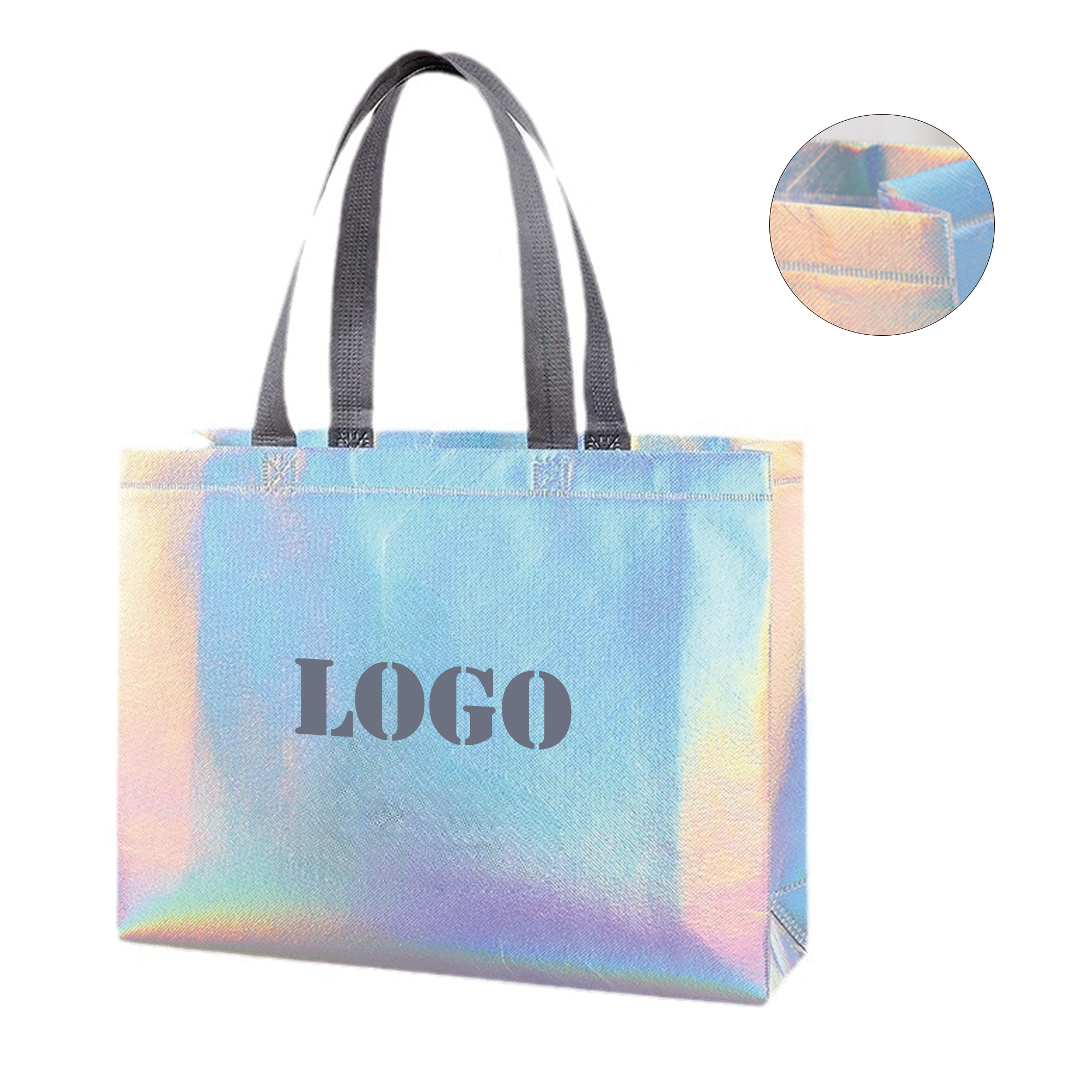 Laminated Laser Non Woven Silver Tote Bag 2