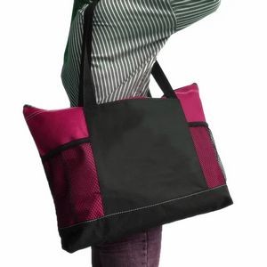 Large Capacity Shopping Woman Tote Bag with Mesh Pockets 2