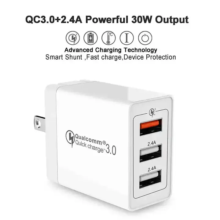 30W Folding QC 3.0 Fast USB Wall Charger 5