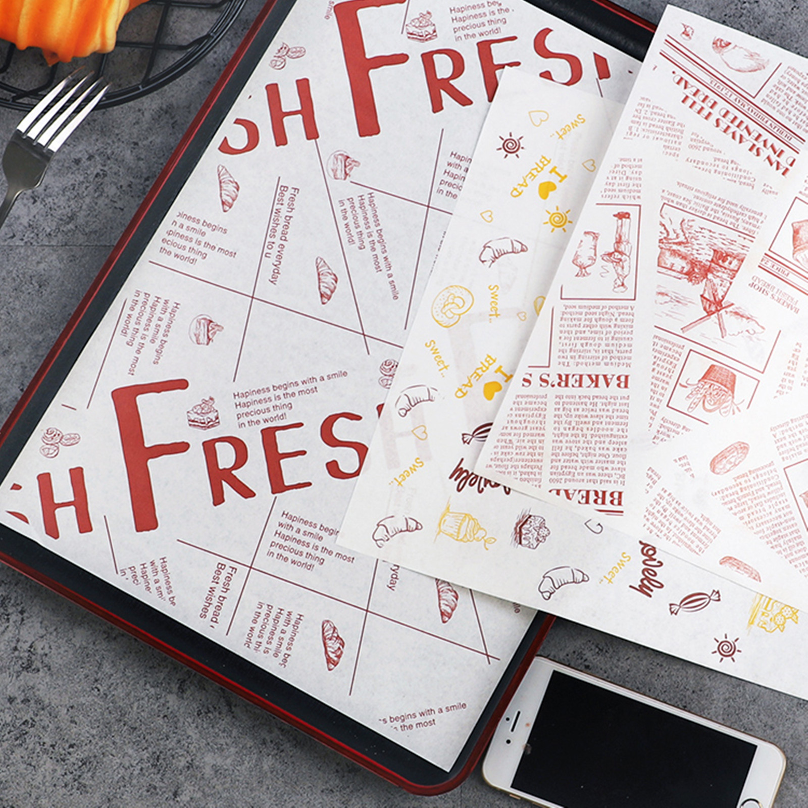 Customized Food Hamburger Wrapper Paper Basket Liners Wrapping Tissue 1