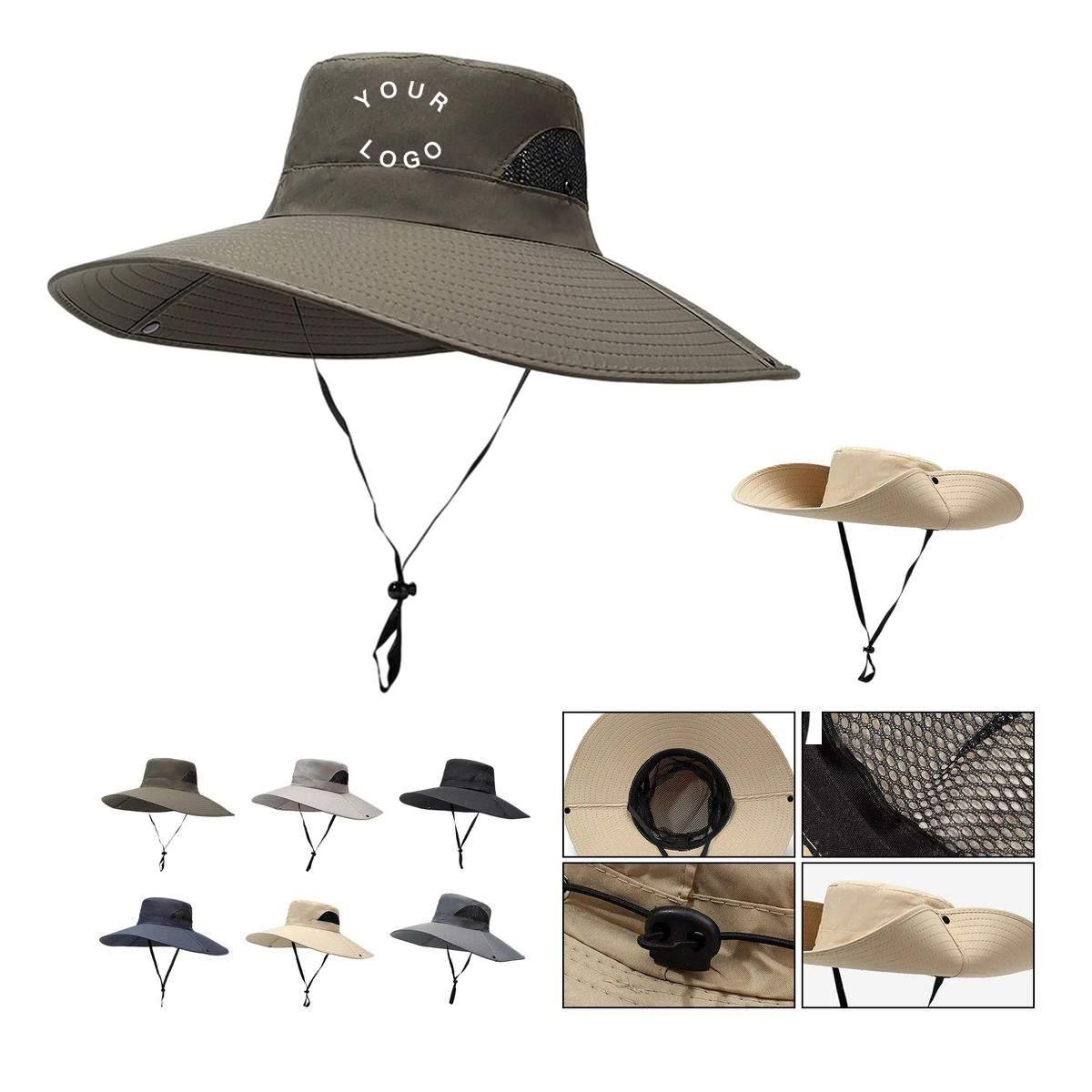 Polyester Wide Brim Hat Adjustable Chin Strap 2