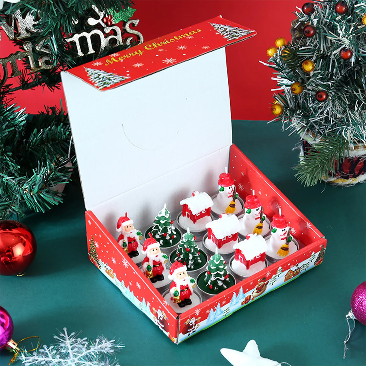 12 Pieces Christmas Taper Candles 4
