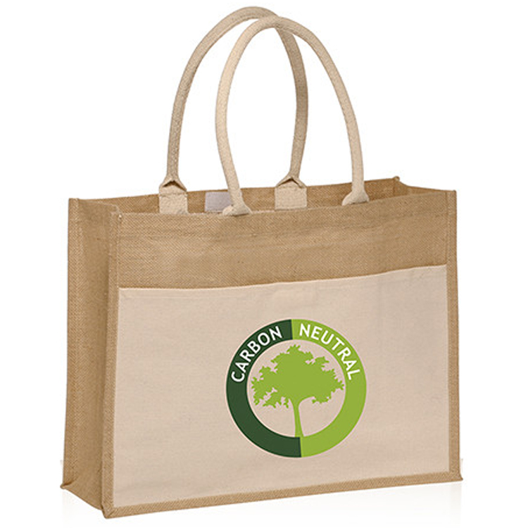 Canvas Pocket Jute Tote Bag, custom tote bag with logo imprint 2