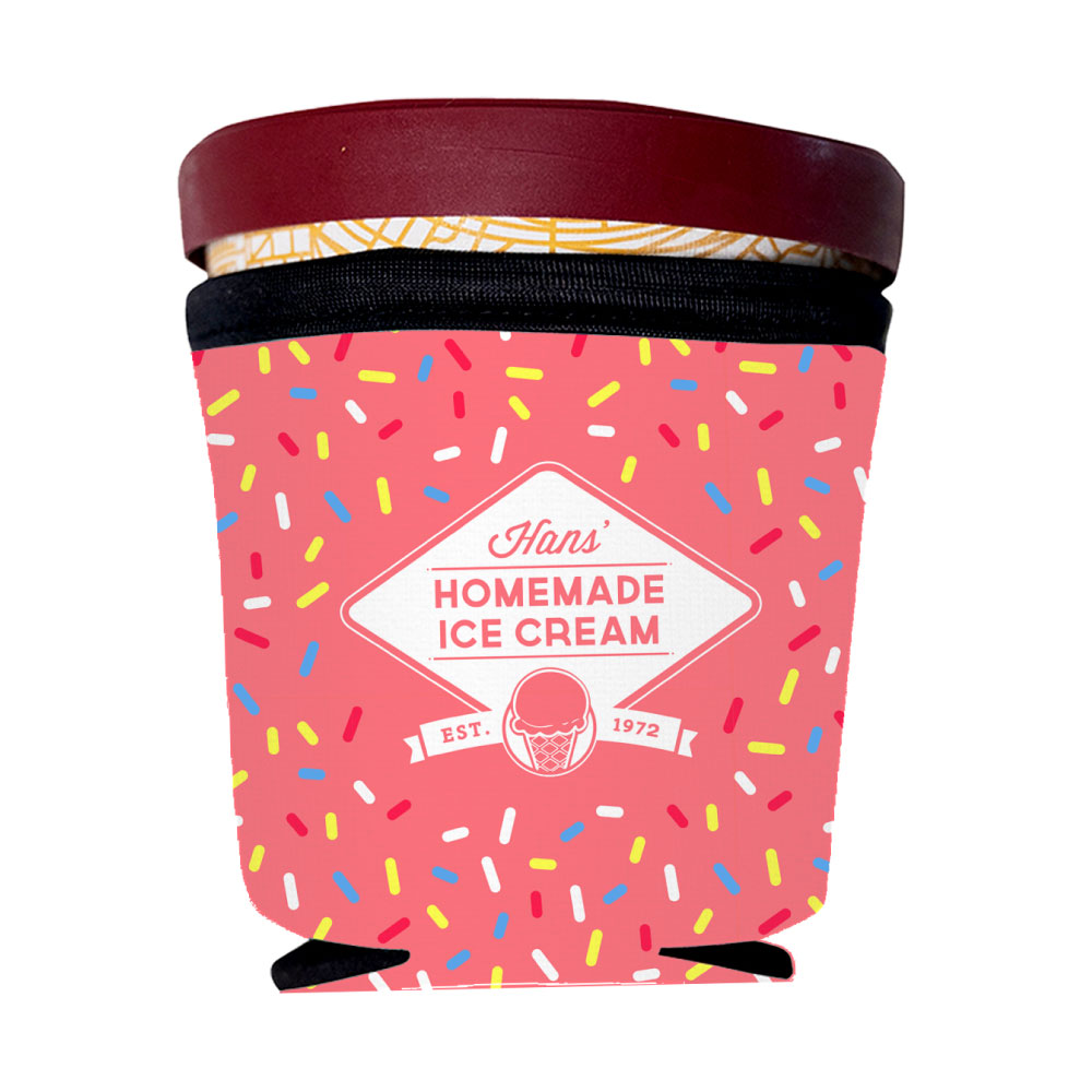 Collapsible Neoprene Ice Cream Pint Coolie - Full Color, custom koozie with logo imprint 2