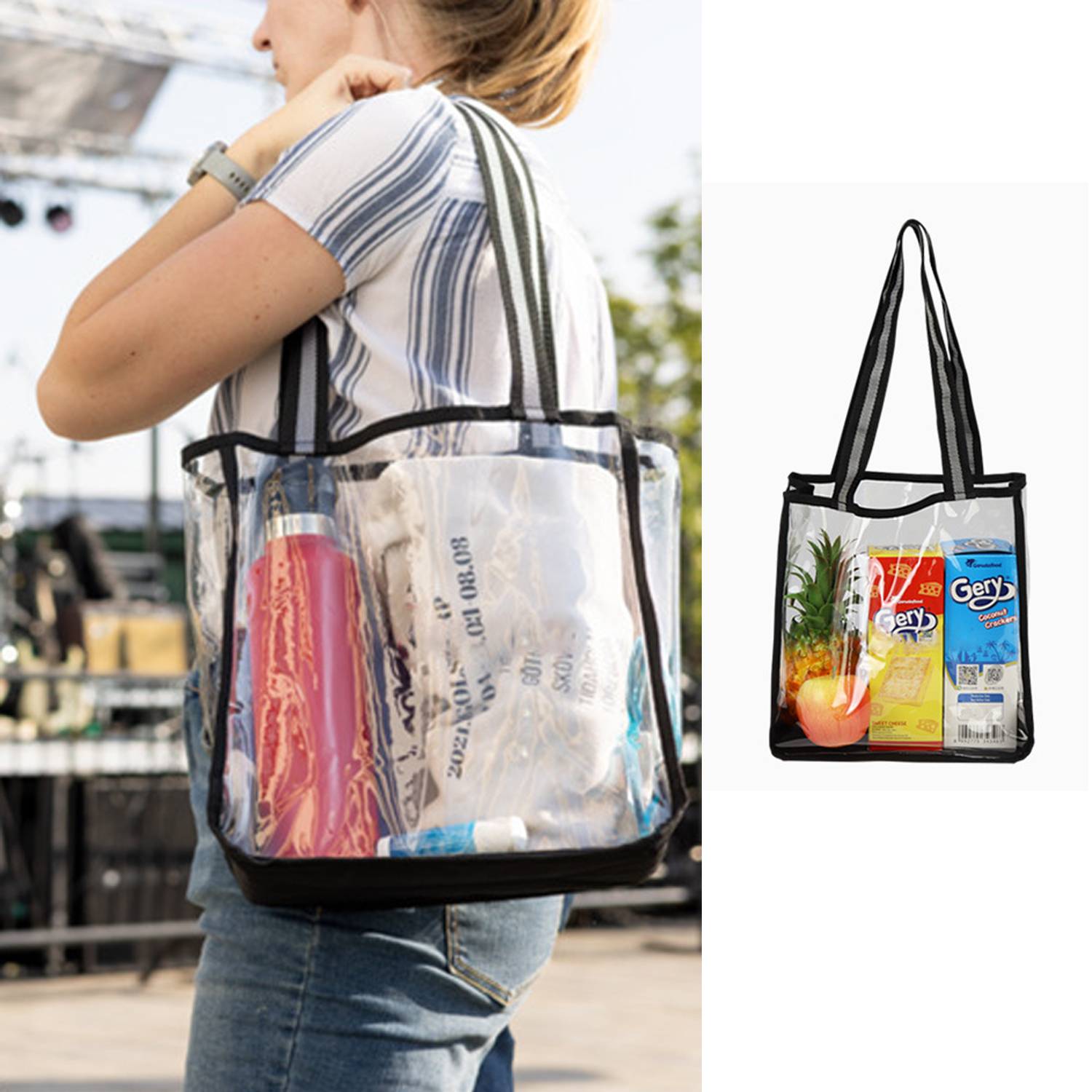 Trendy Large PVC Clear Shoulder Tote Bag for Daily Use 10