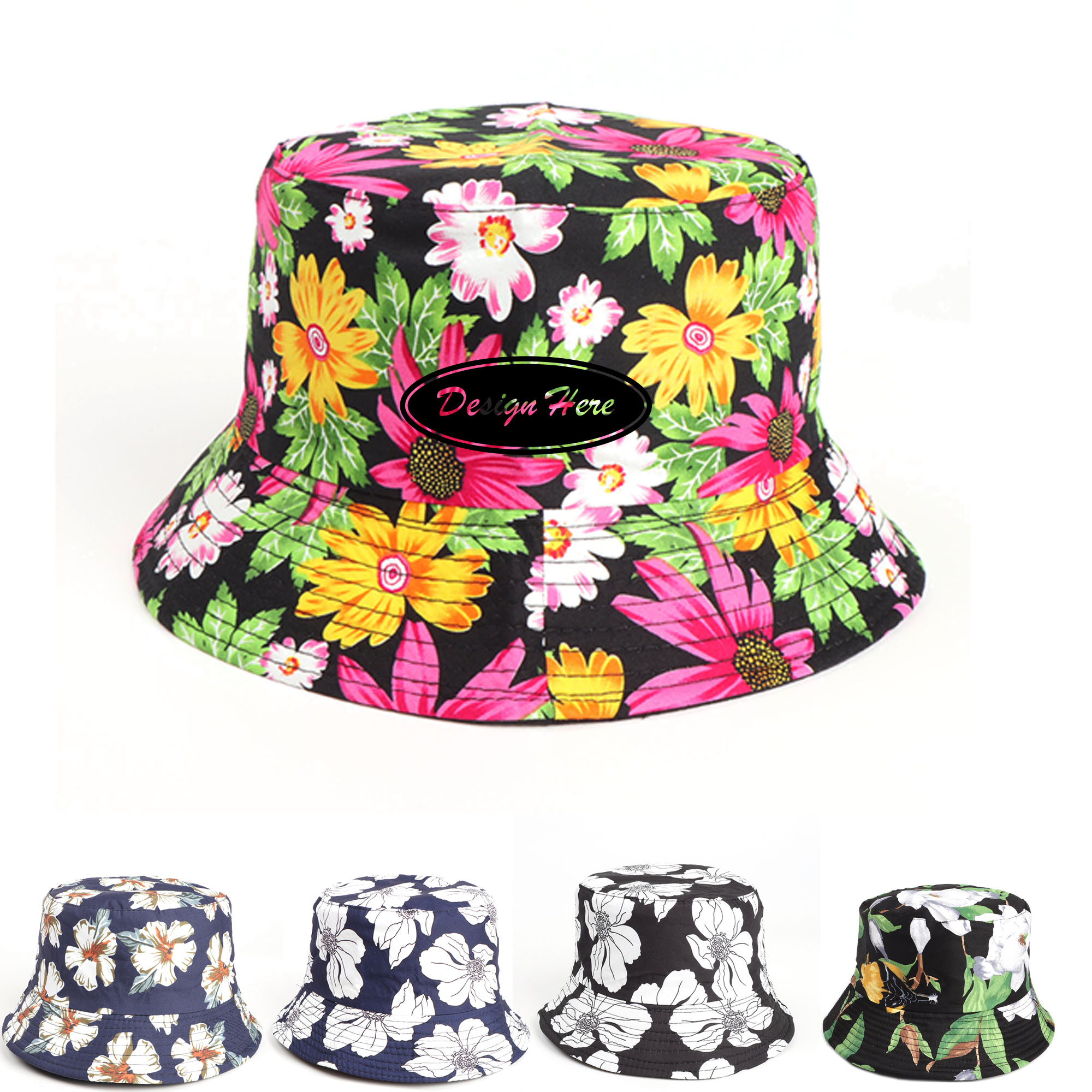 Ethnic Flower Pattern Double-Sided Colorful Bucket Hat 6