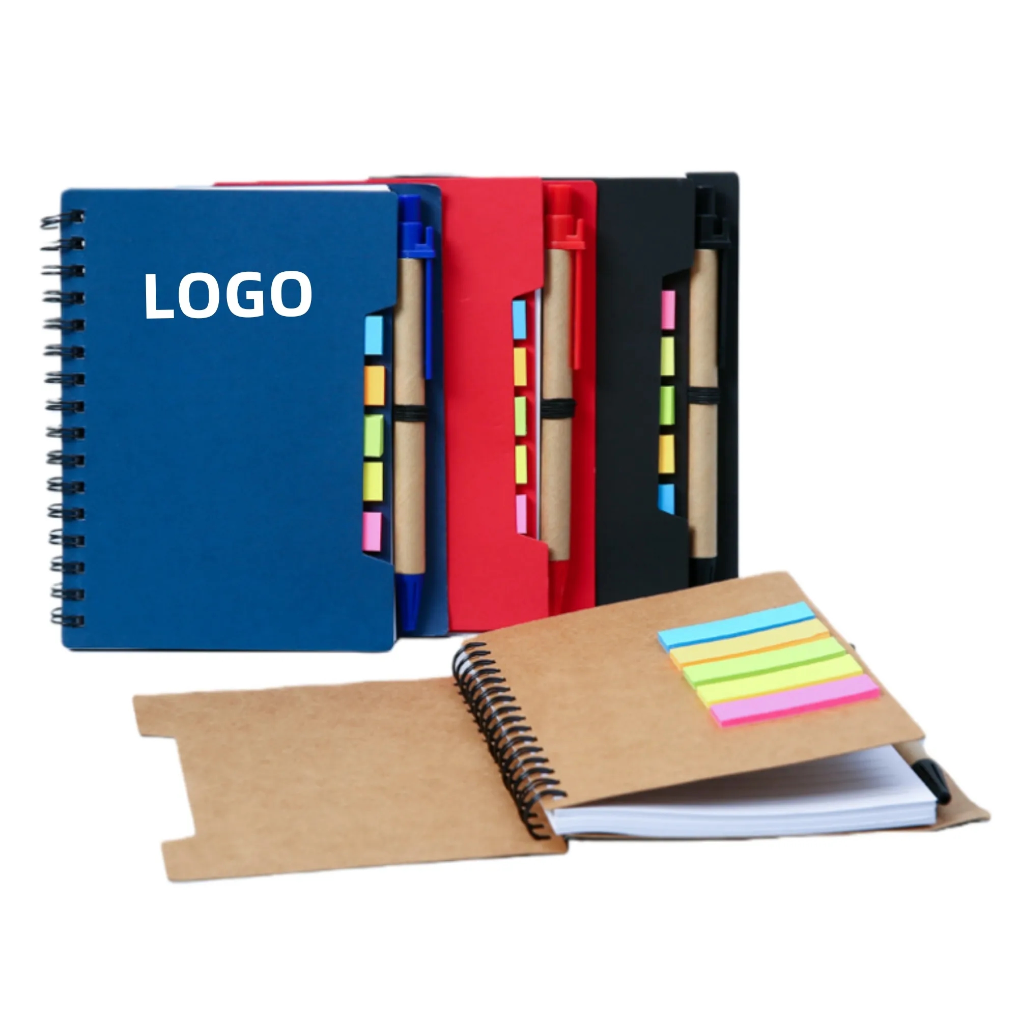 Spiral Notebook Sticky Notes Set Memo Pads Pen Included