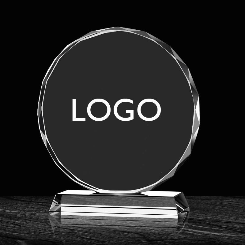 Round Faceted Crystal Award on Clear Base 6