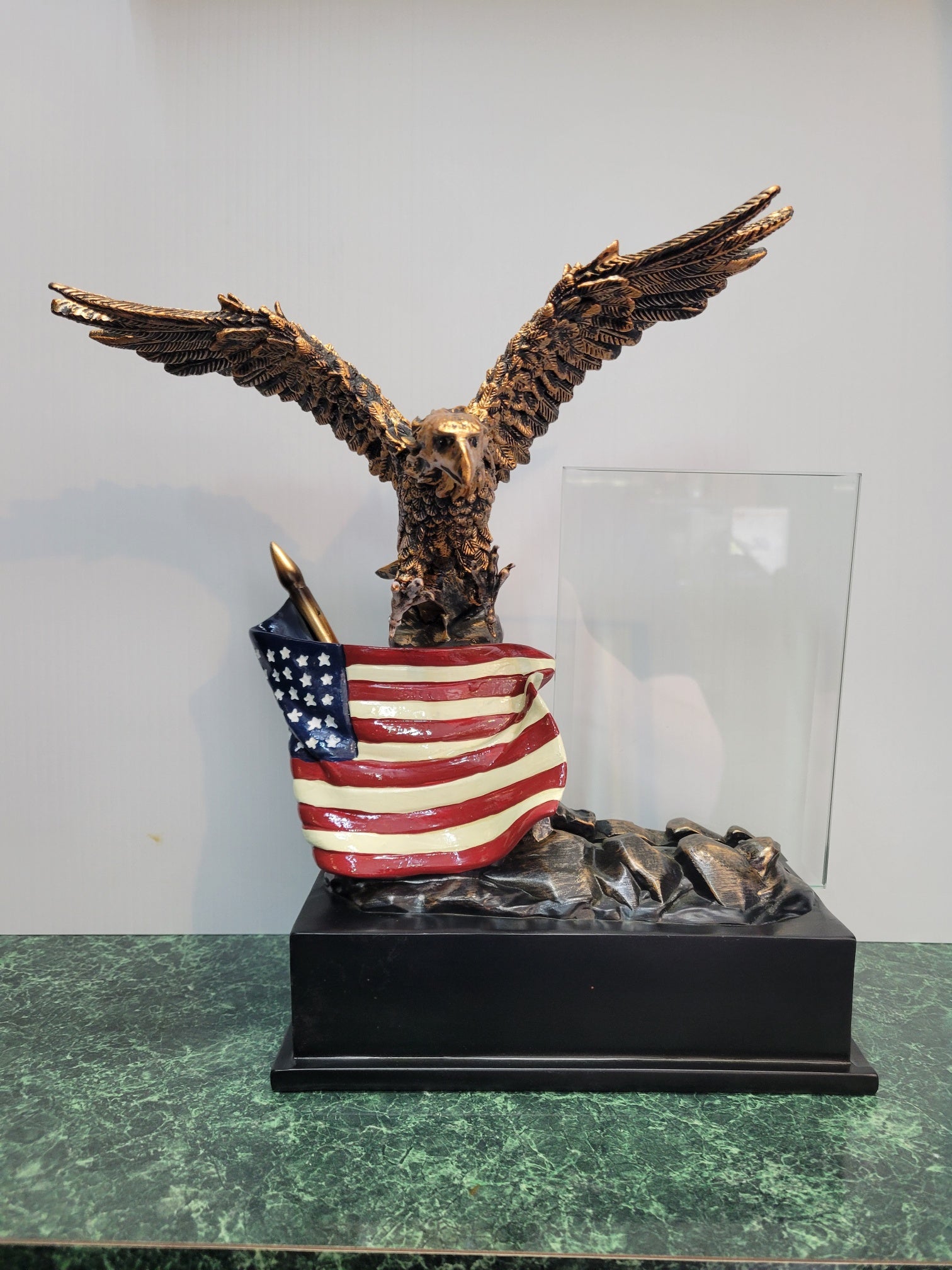 Eagle With Flag And Glass 2