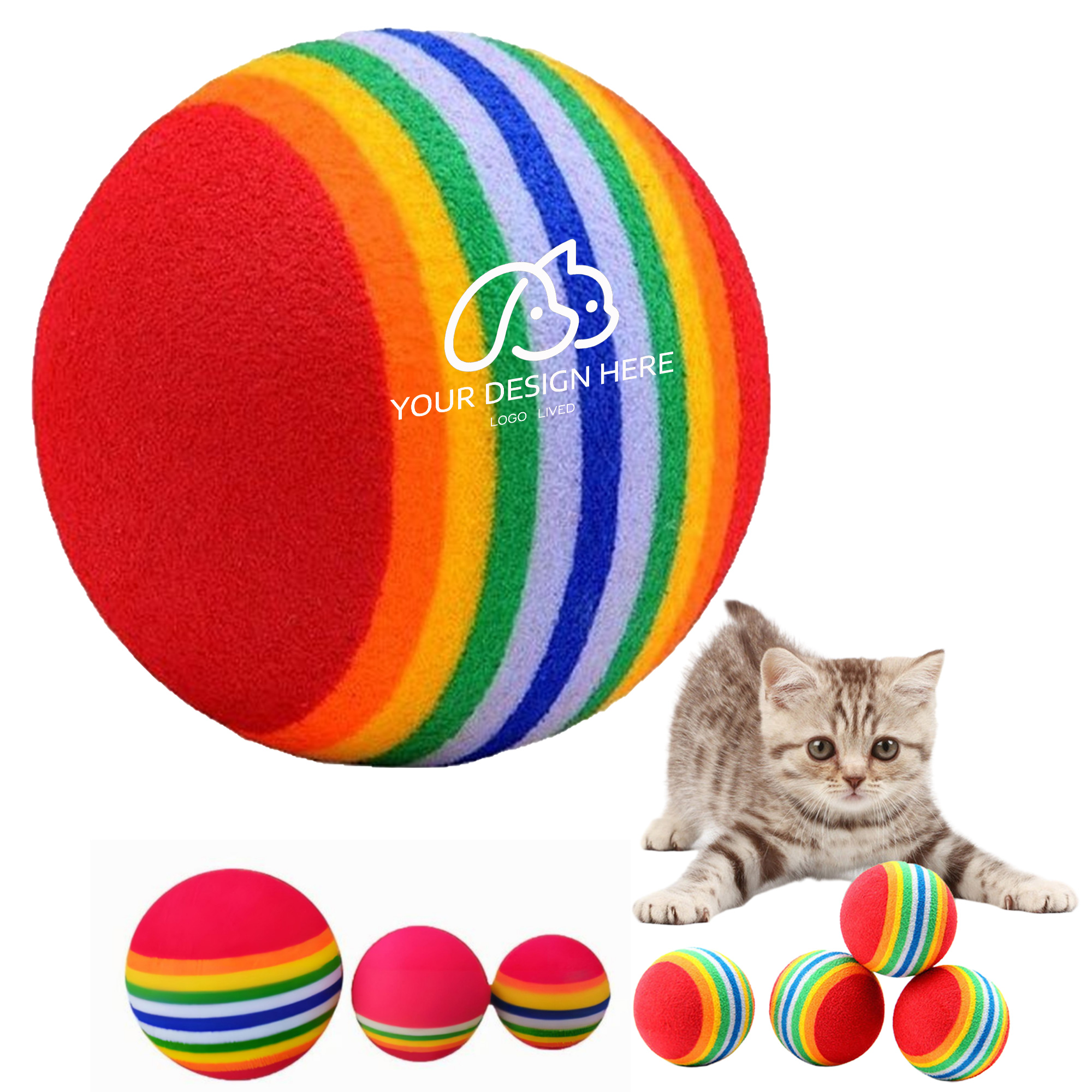 Rainbow Elastic Plastic Safe Pet Ball 3