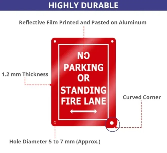 Reflective No Parking Fire Lane Signs (1ft x 1ft) SQFT 2