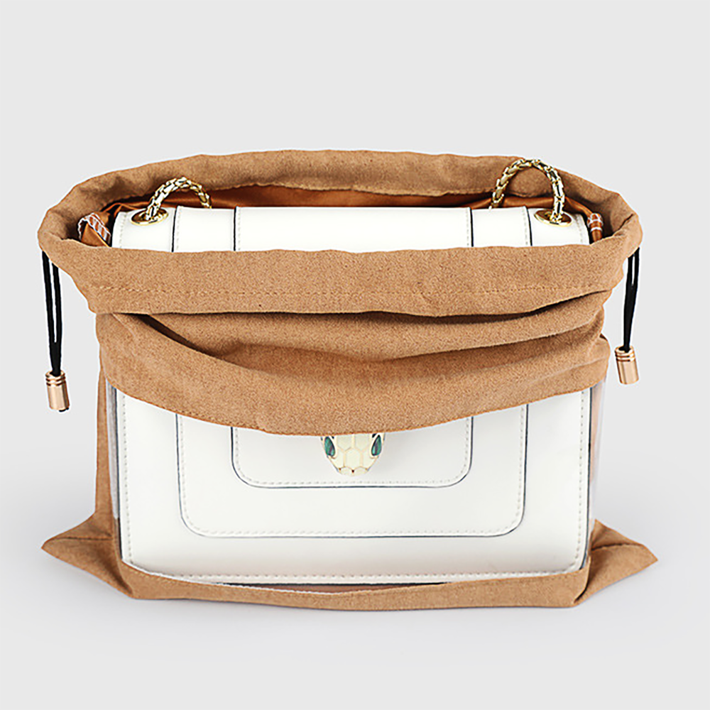 Transparent Window Faux Suede Drawstring Packaging Bag 6