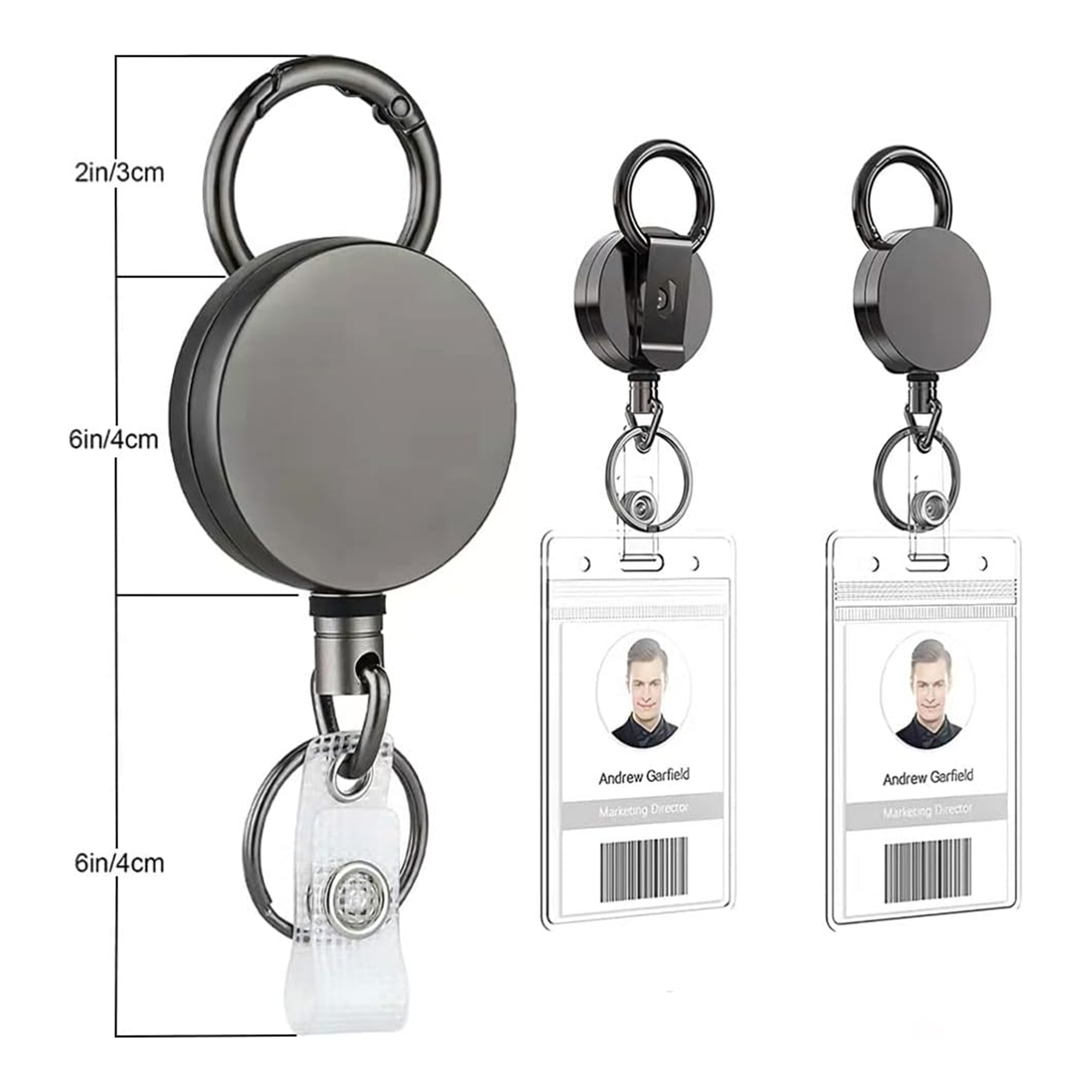 Round Retractable Badge Holders With Belt Clip 2