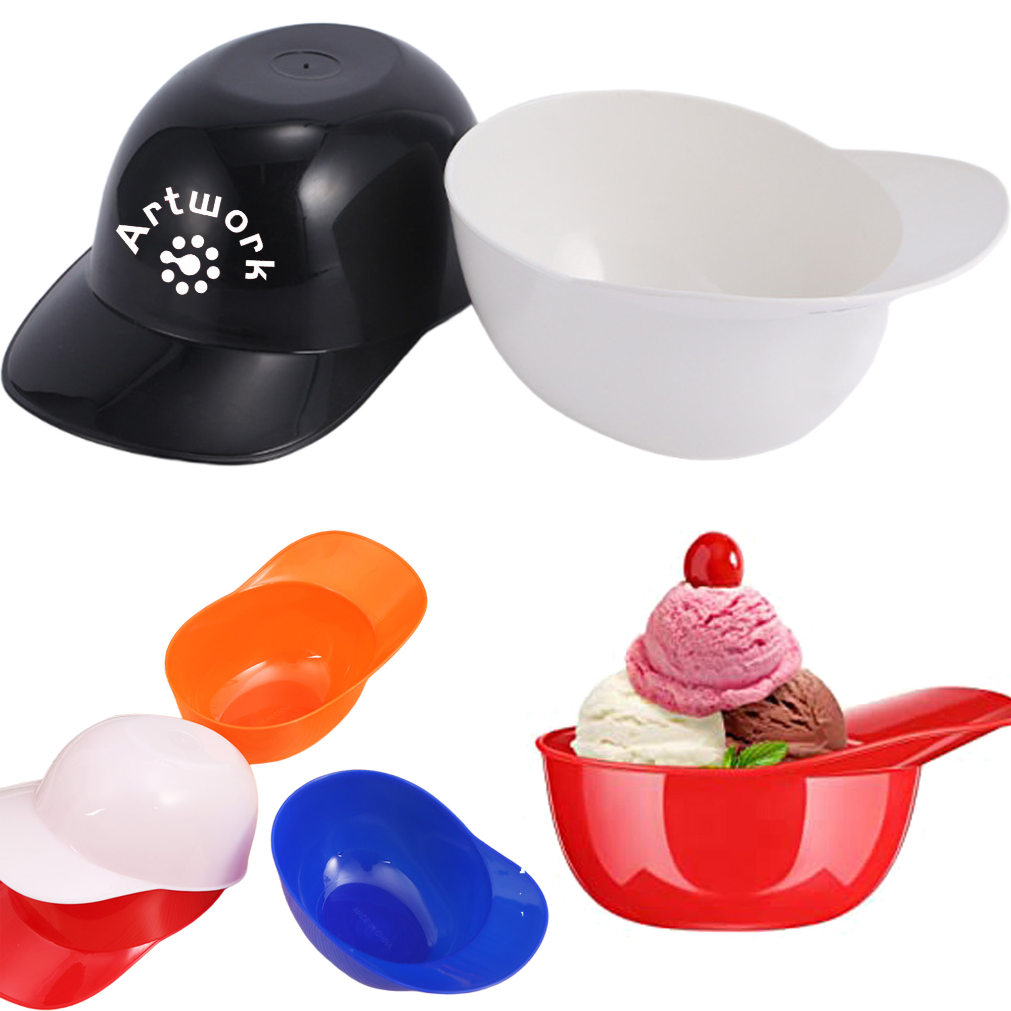 Plastic Baseball Helmet Cream Bowl 2