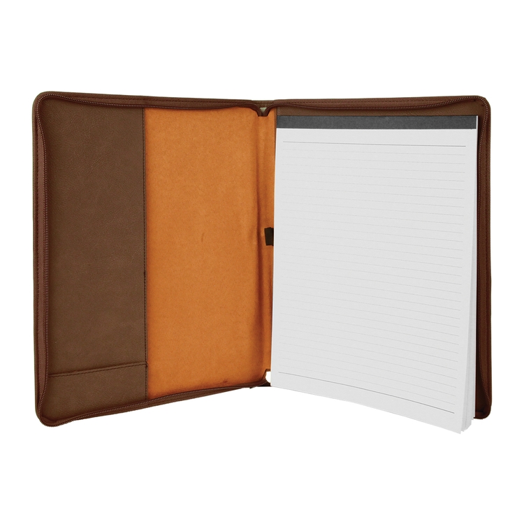 9" x 12" Leatherette Dark Brown Portfolio with Zipper 10