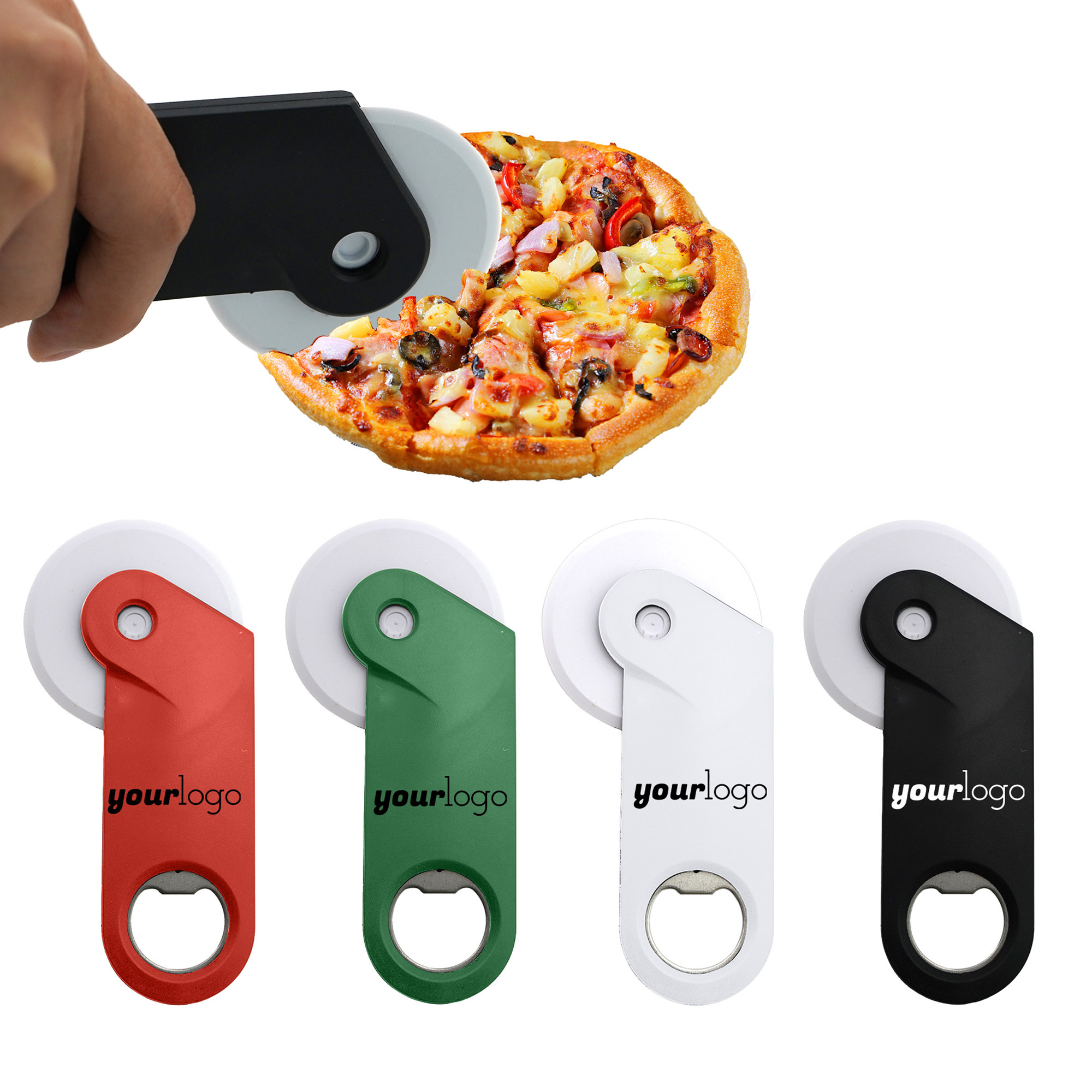 Stainless Steel Pizza Cutter with Built-In Opener 5