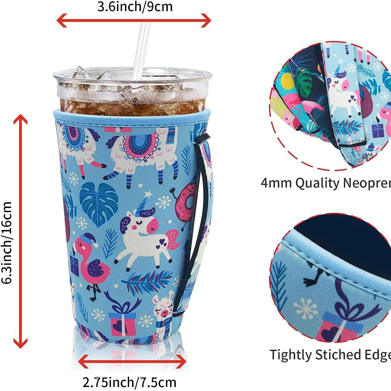 Full Color Coffee Neoprene Sleeve With Handle22-24oz 3