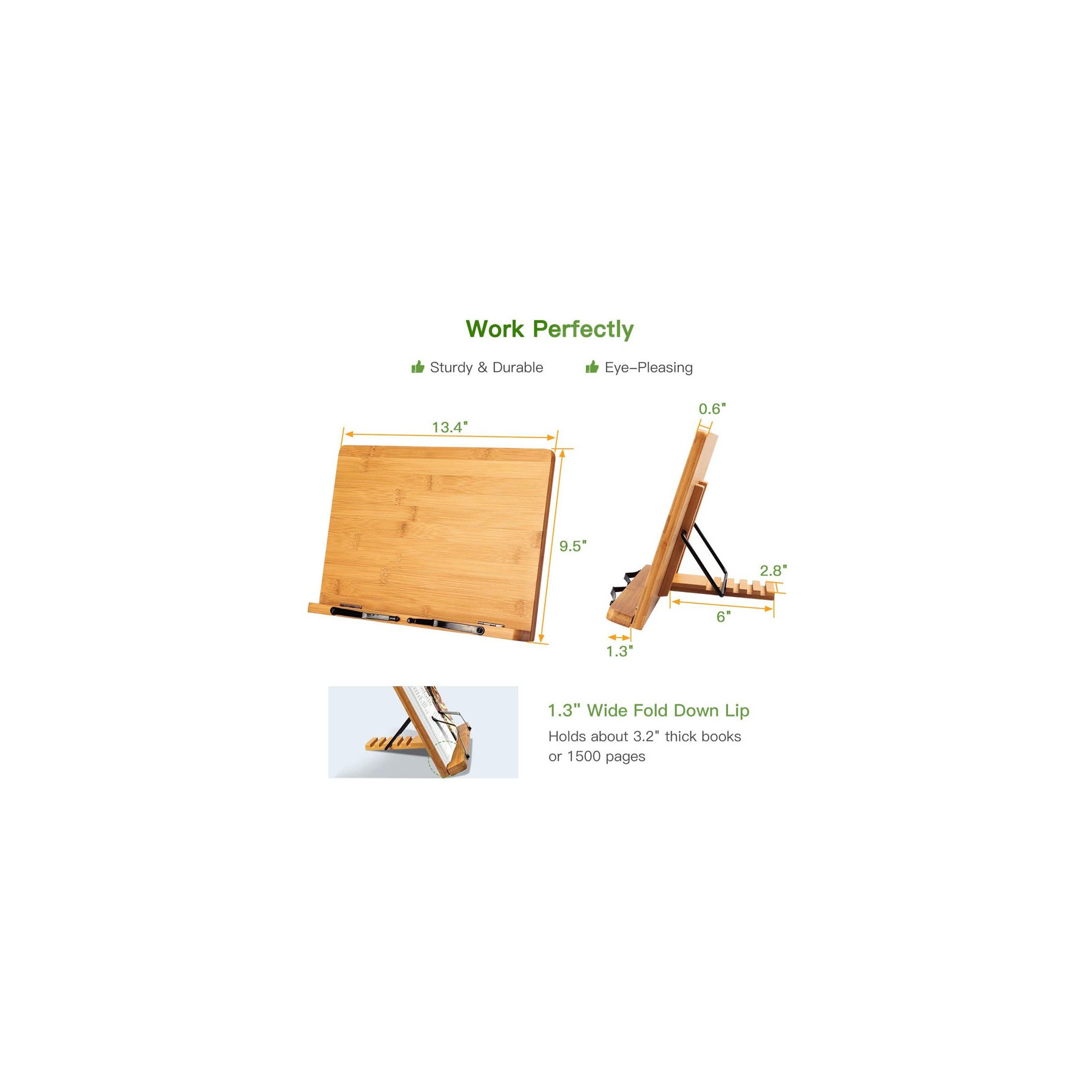 Adjustable Portable Bamboo Sturdy Lightweight Bookstand 1