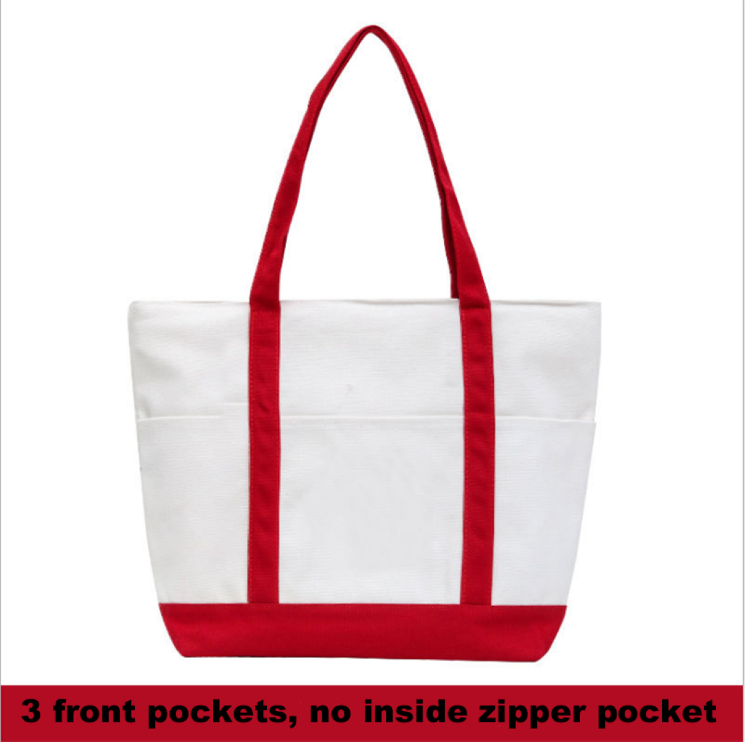 Top Zippered Canvas Striped Beach Bag 4