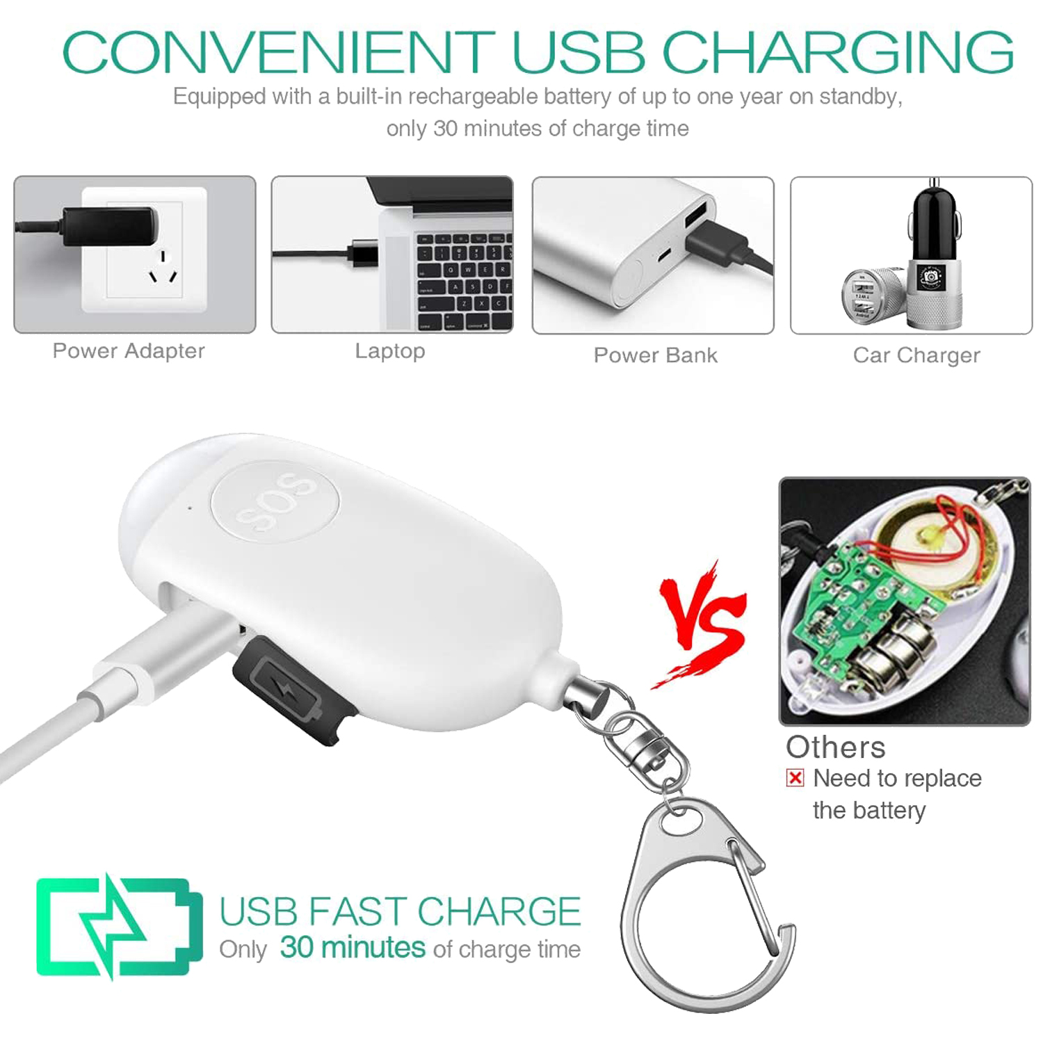 USB Rechargeable Personal Alarm 5