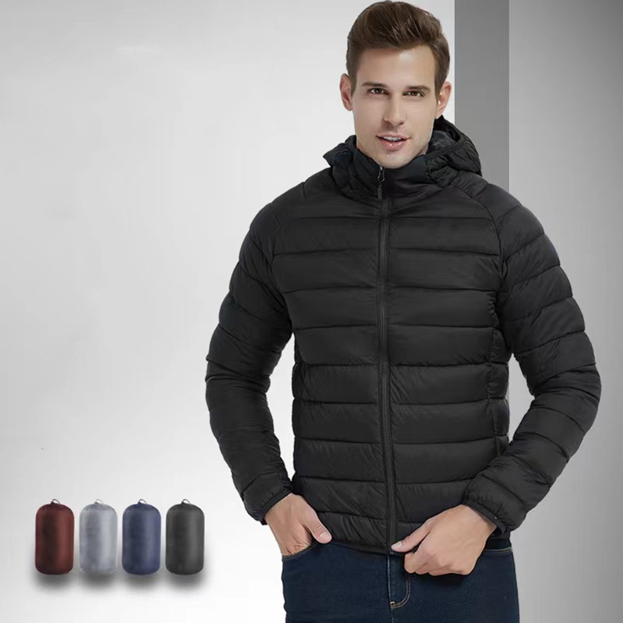 Men's Down Cotton Jacket With Hood 2