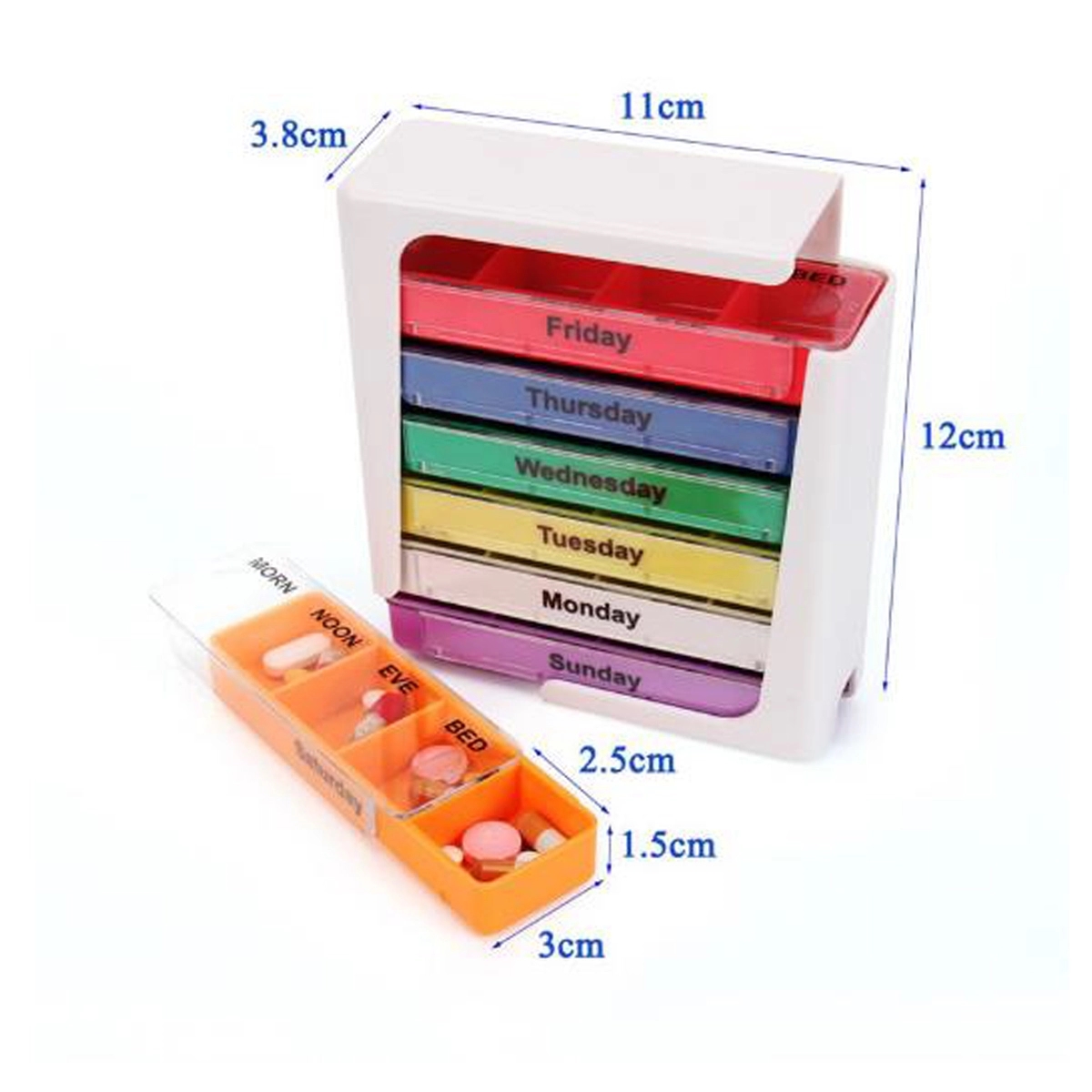 Stackable Daily Pill Organizer 7 Day 4 Times 5