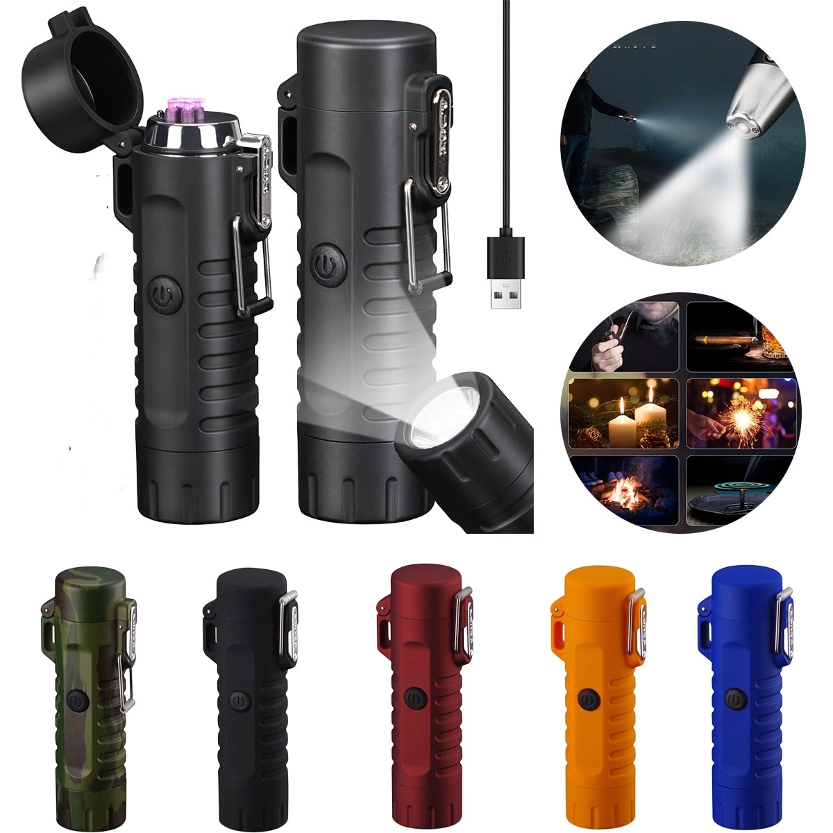 Windproof arc Lighter And LED Flashlight 5