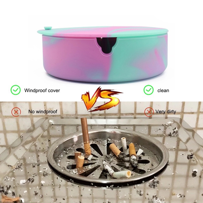 Custom Silicone Ashtray With Lid 2