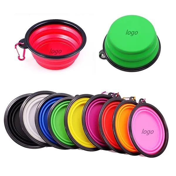 Foldable Silicone Dog Bowl with carabiner clips 3