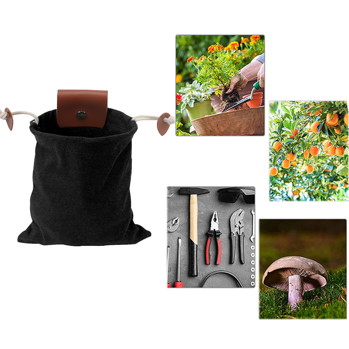 Waxed Leather and Canvas Fruit Picking Ba 1