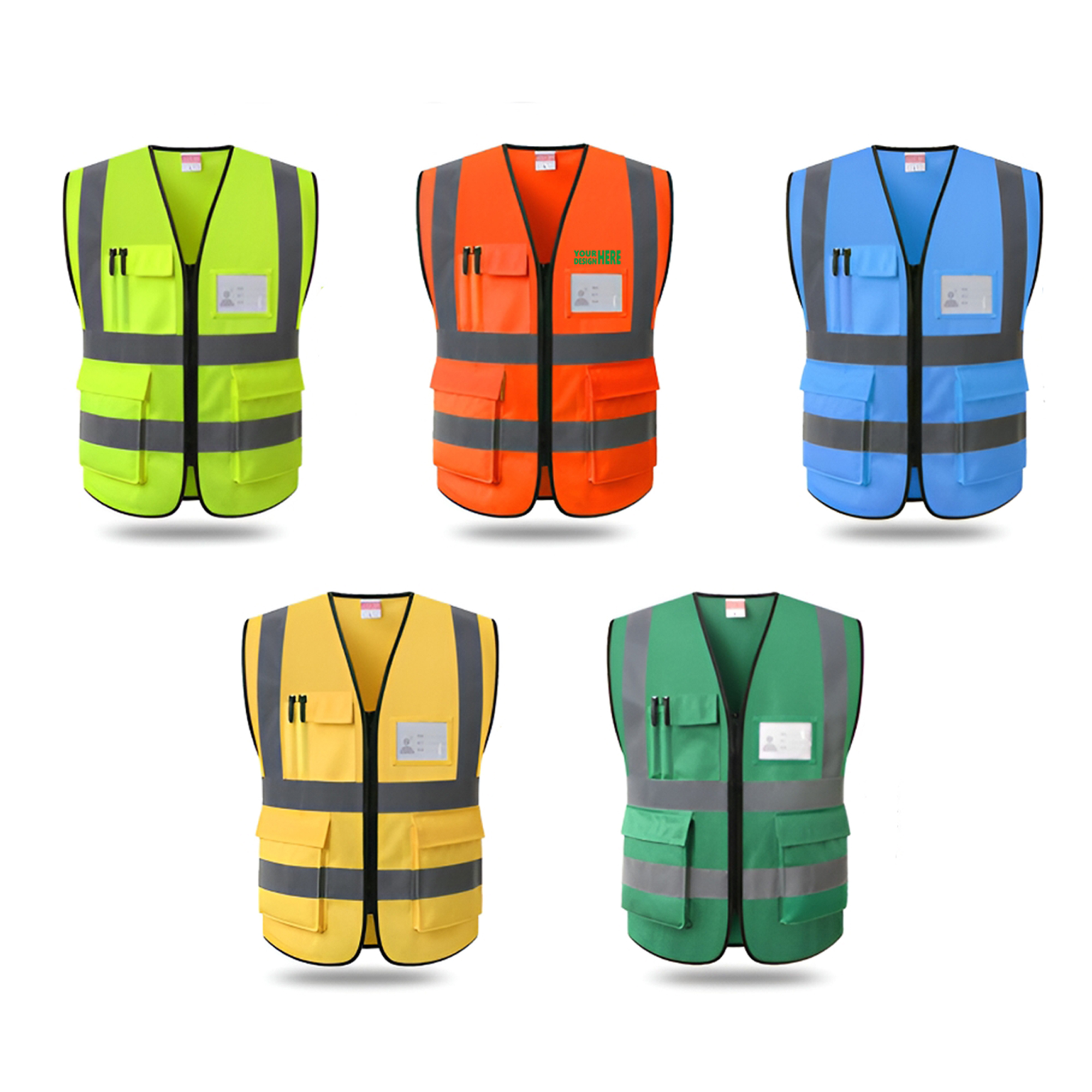 MOQ 50 Customizable Reflective Traffic Cycling Safety Vest Multi-Pocket Design 2
