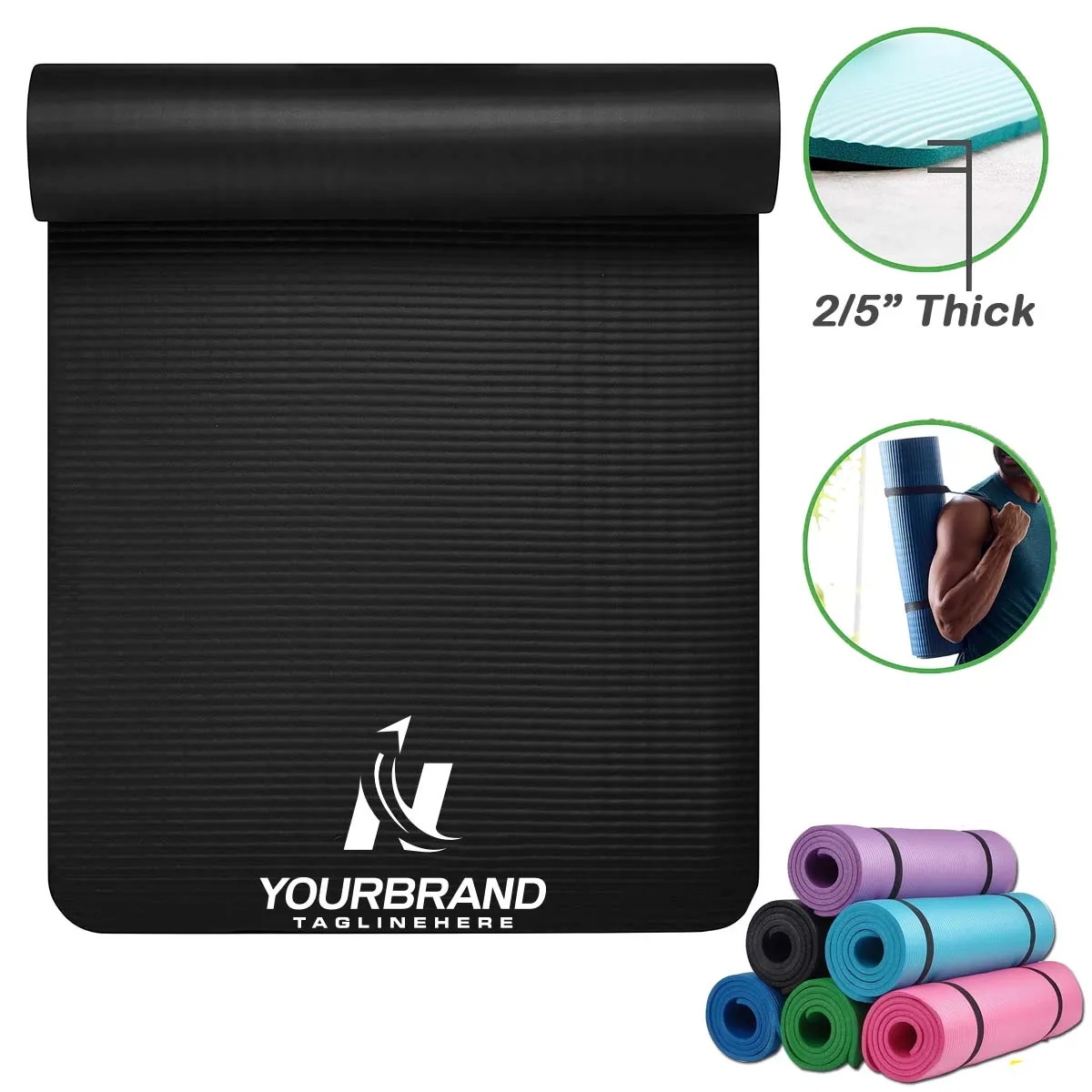 Extra Thick Exercise Yoga Mat with Easy-Cinch Yoga Mat Strap 6