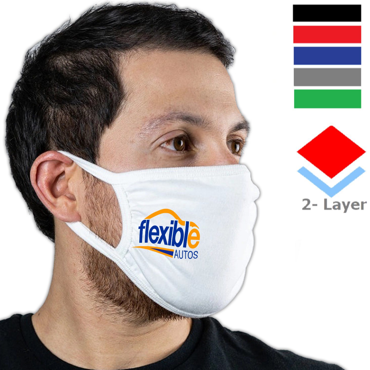 Sporty 2 Layer Mask w/ Elastic Earloops Custom Face Masks 2