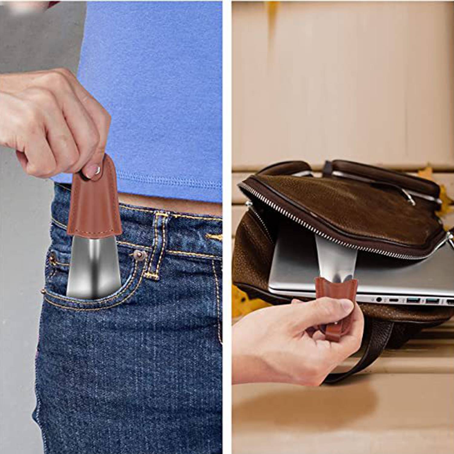 Stainless Steel Shoe Horn With Leather Cover 5