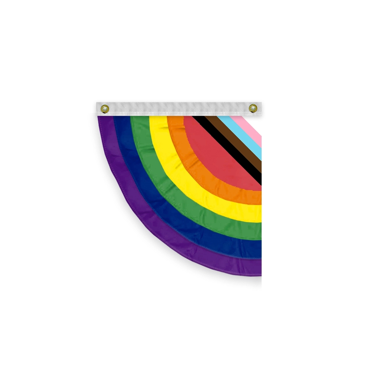 3'x3' Progressive Pride Pleated Half Fan- Left Side 1