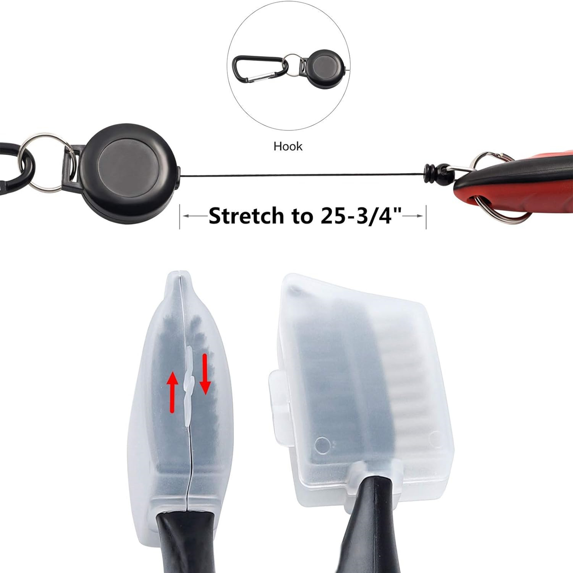 Golf Club Brush with Retractable Zip-line And Carabiner Cleaning Tools 4