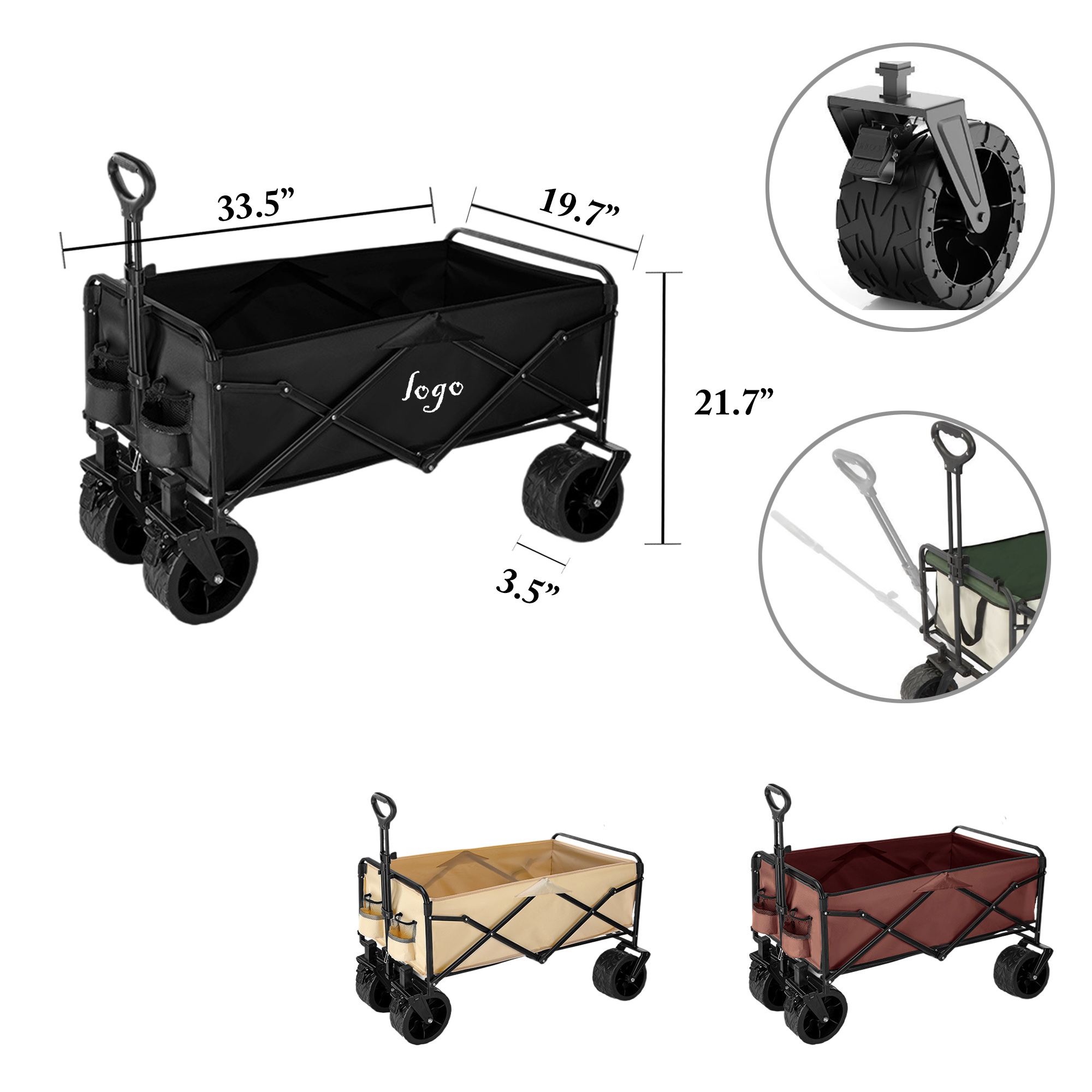 MOQ1 Folding Picnic Cart With Brakes And Large Wheels 1