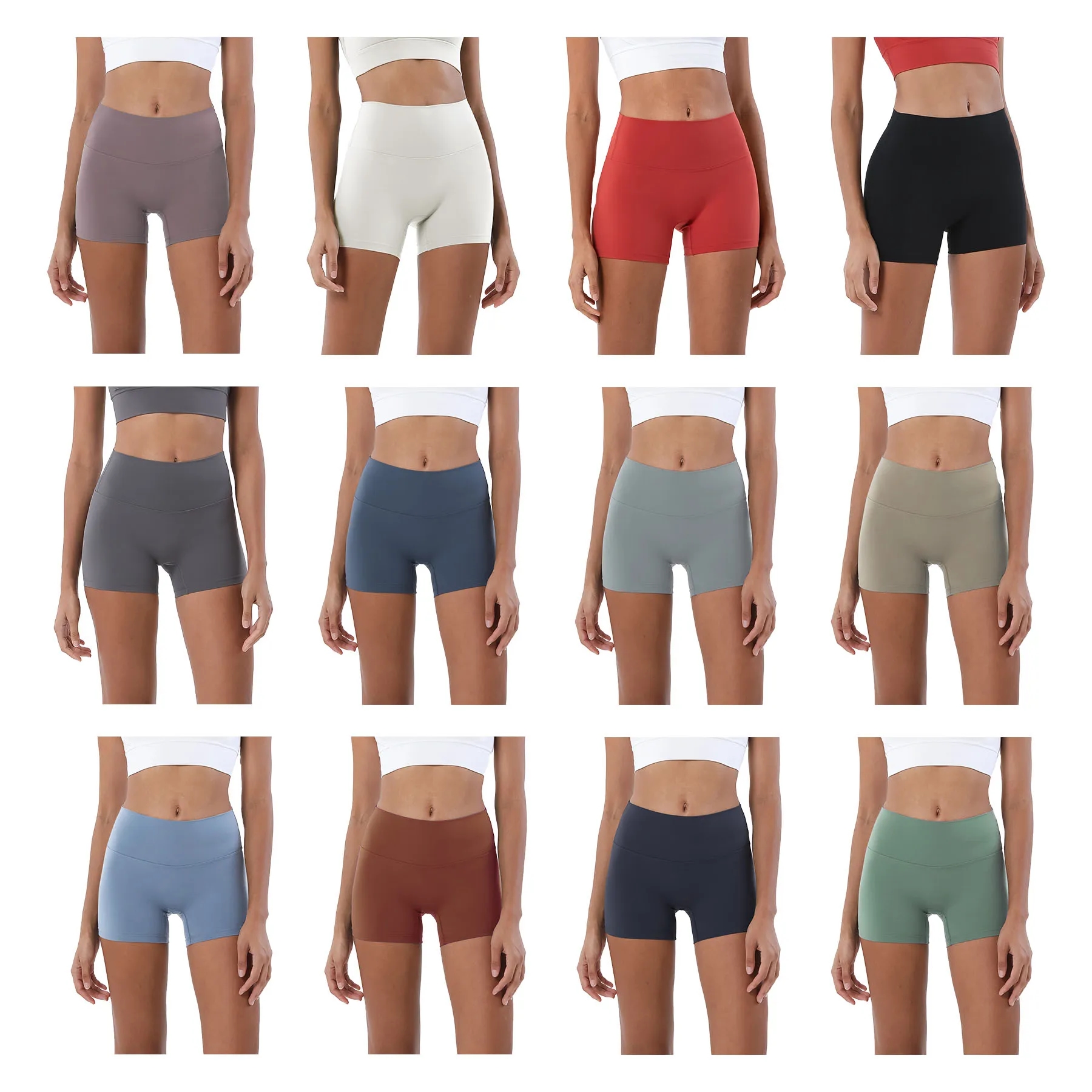 Women's High-Waisted Yoga Exercise Shorts 13