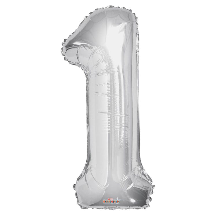 Mylar Number 1 Balloons - Silver 34" 2
