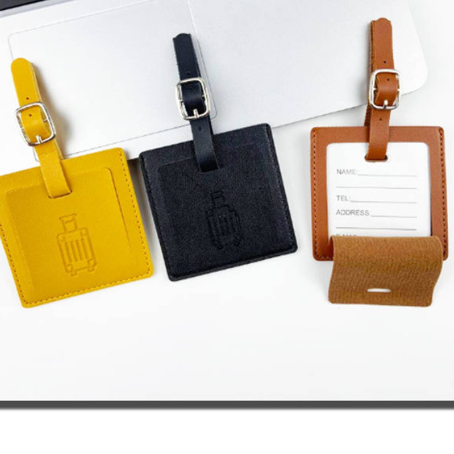 PU Leather Square Flip Cover Luggage Tag 10
