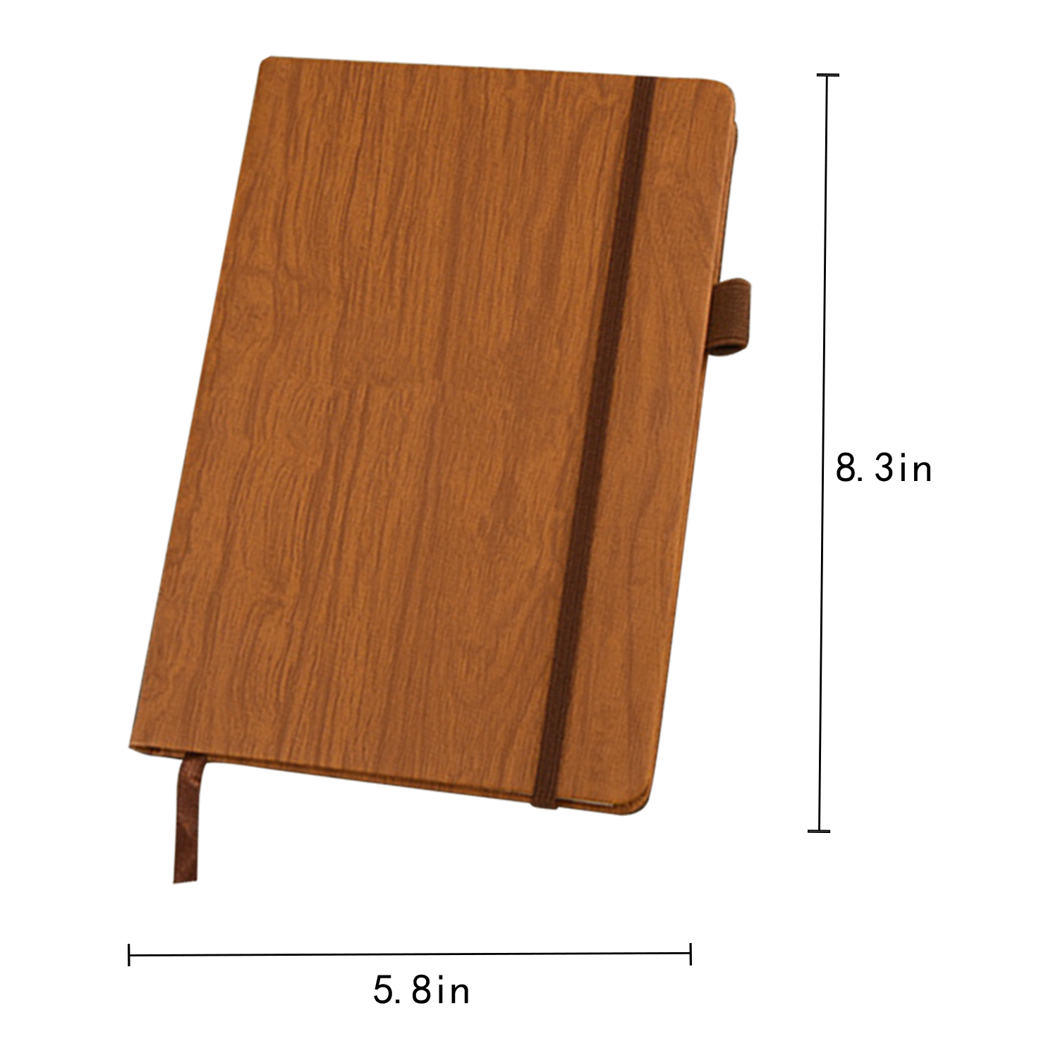 A5 PU Leather Wood Grain Notebook w/ Pen Holder 11