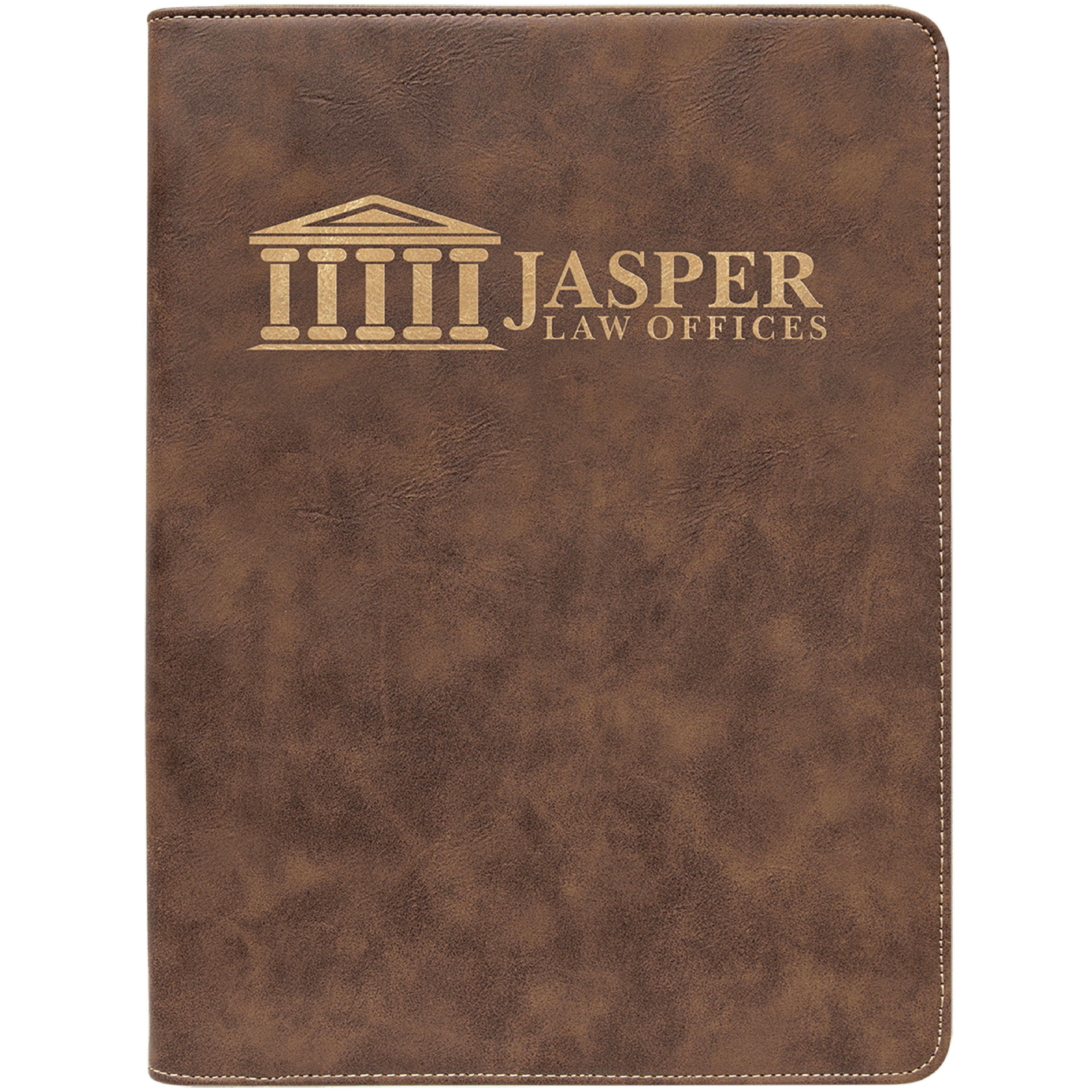 9" x 12" Leatherette Rustic/Gold Portfolio with Zipper 4